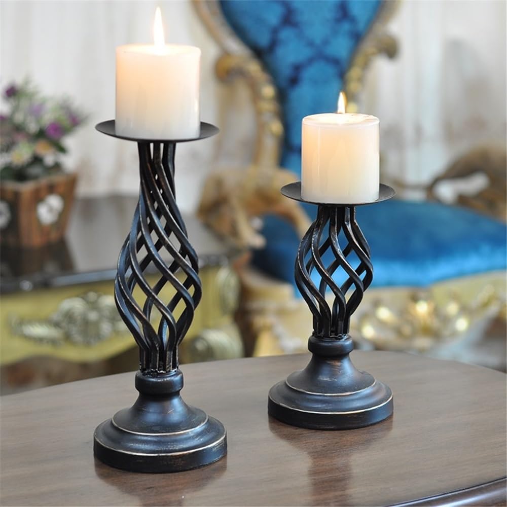 Candlestick Holders Vintage Candlestick Ornaments Candlelight Dinner Table Candle Holder for Wedding, Church, Halloween Candle Holders(Small)