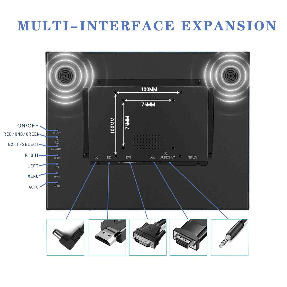 VSDISPLAY 15 Inch 1024x768 LCD Monitor 1000 Nits High Brightness IPS Screen with H/D DVI VGA as Outdoor Industrial Extra Display
