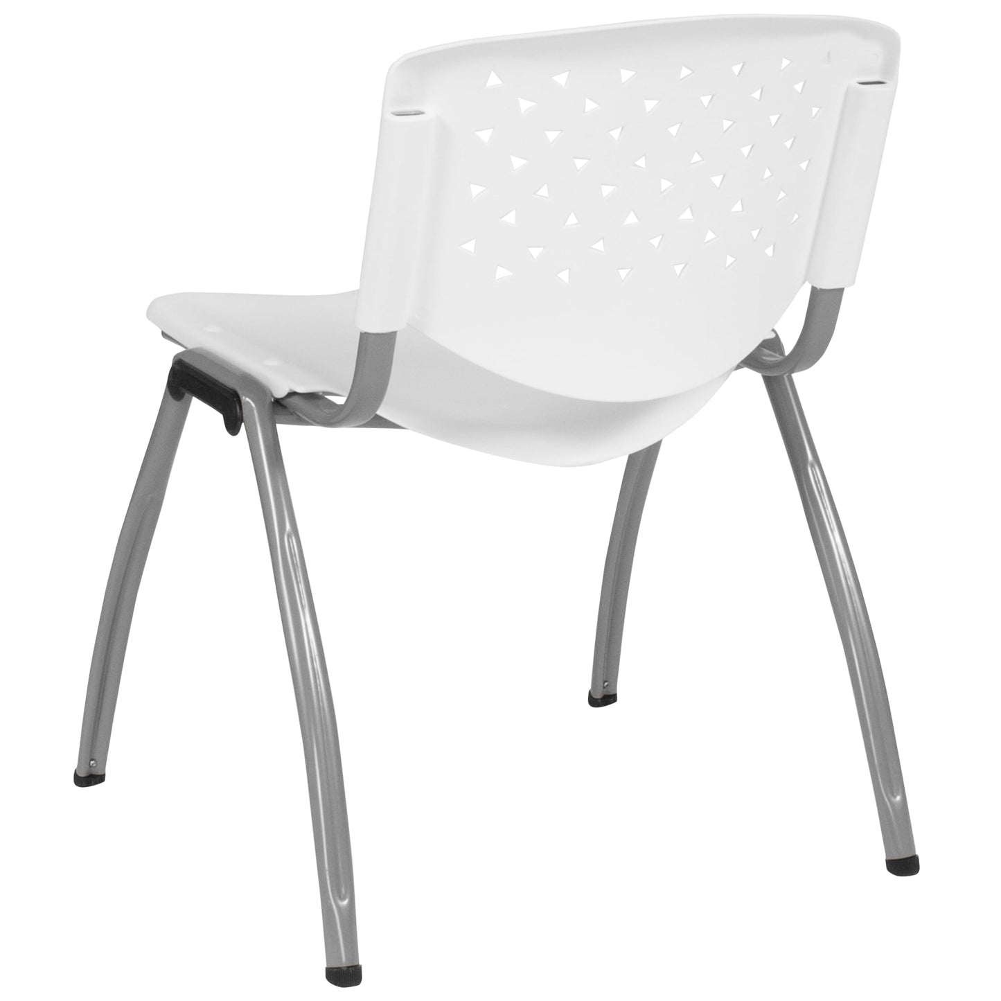 Flash Furniture HERCULES Series 880 lb. Capacity White Plastic Stack Chair with Titanium Gray Powder Coated Frame