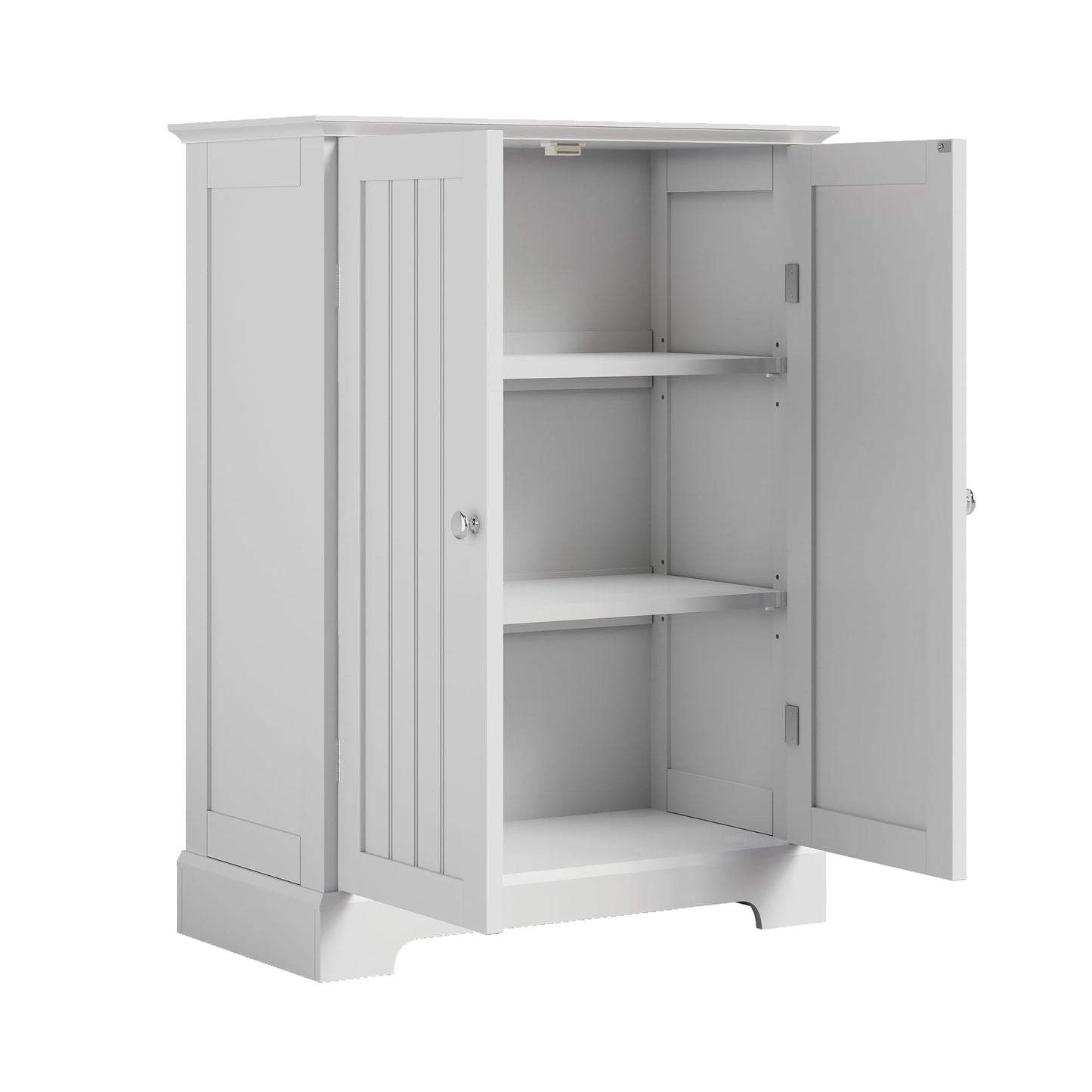 ChooChoo Bathroom Floor Cabinet, Modern Bathroom Storage Cabinet with 2 Doors and Adjustable Shelves, Freestanding Cupboard for Living Room, White