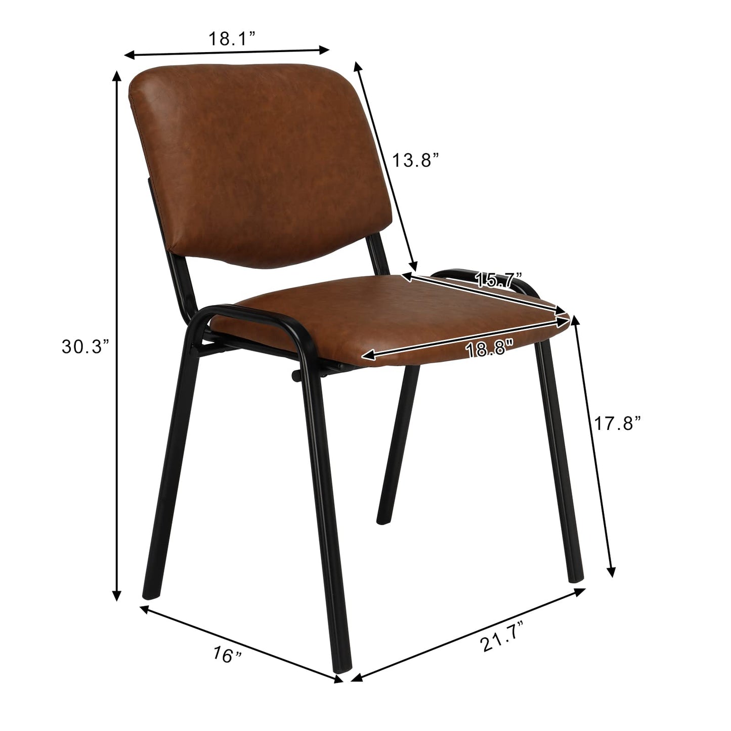 VINGLI Rustic Waiting Room Chairs - 5-Pack PU Church & Conference Room Stackable Chairs, Office Guest & Reception Chairs for Meeting, Office Lobby, Simple & Space-saving