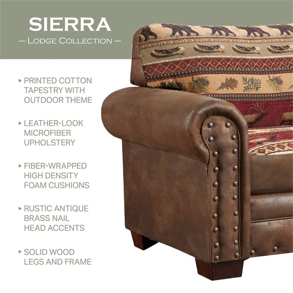 American Furniture Classics Sierra Lodge 88" Microfiber Sleeper Sofa in Brown