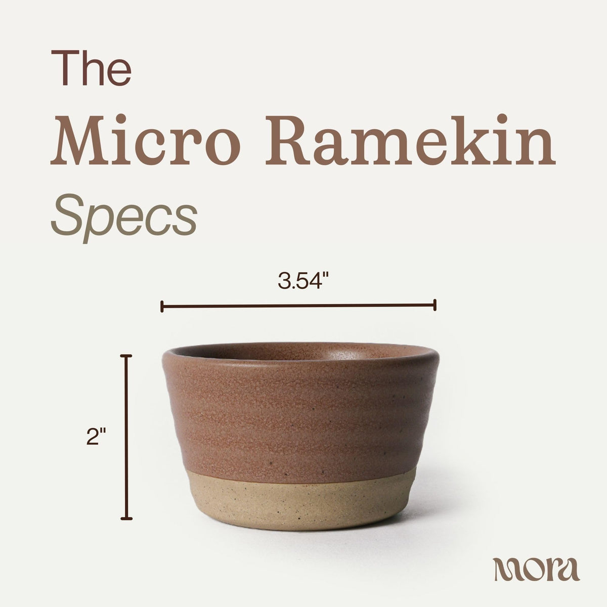 Mora Micro Ramekins Set of 4, 6oz Ceramic Pottery Baking Dishes - Microwave, Oven and Dishwasher Safe - Terracotta