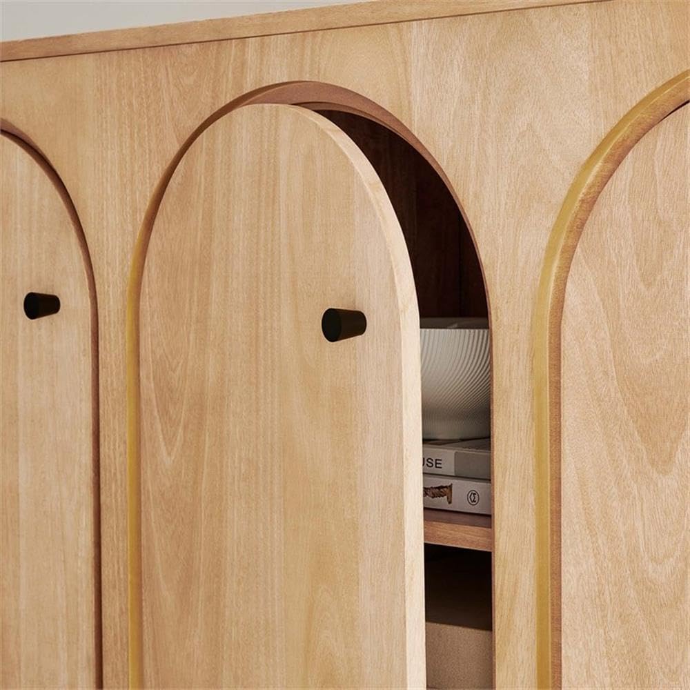 Modway Appia 53.4 Inch 3 Door Storage Cabinet in Oak Wood Veneer - Arched Door Accent Credenza - Modern Sideboard - Adjustable Shelf Buffet - Mid-Century Storage Furniture - Console TV Stand