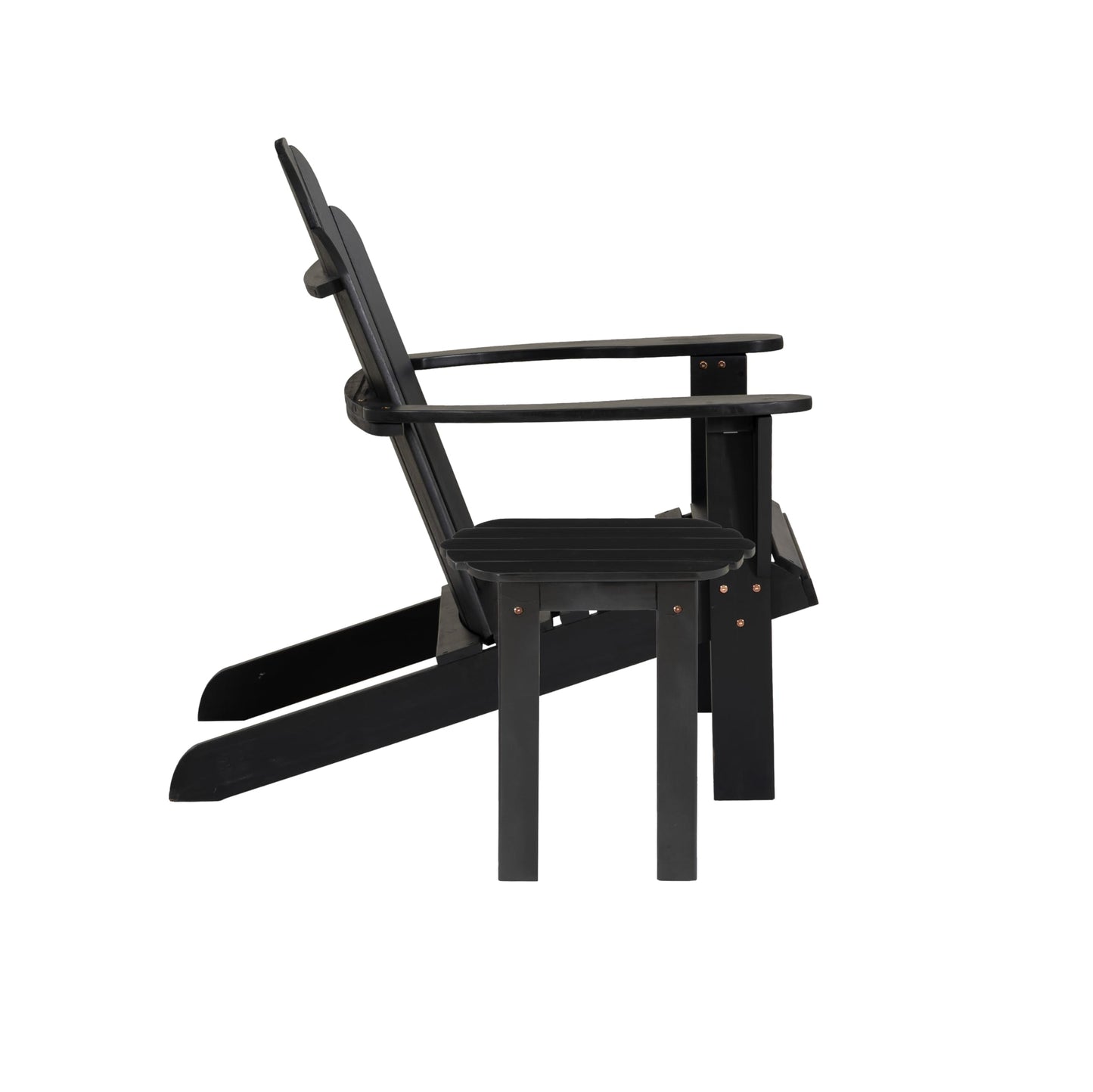 Linon Jayce Black Solid Wood Adirondack Two Piece Chair and Side Table Set