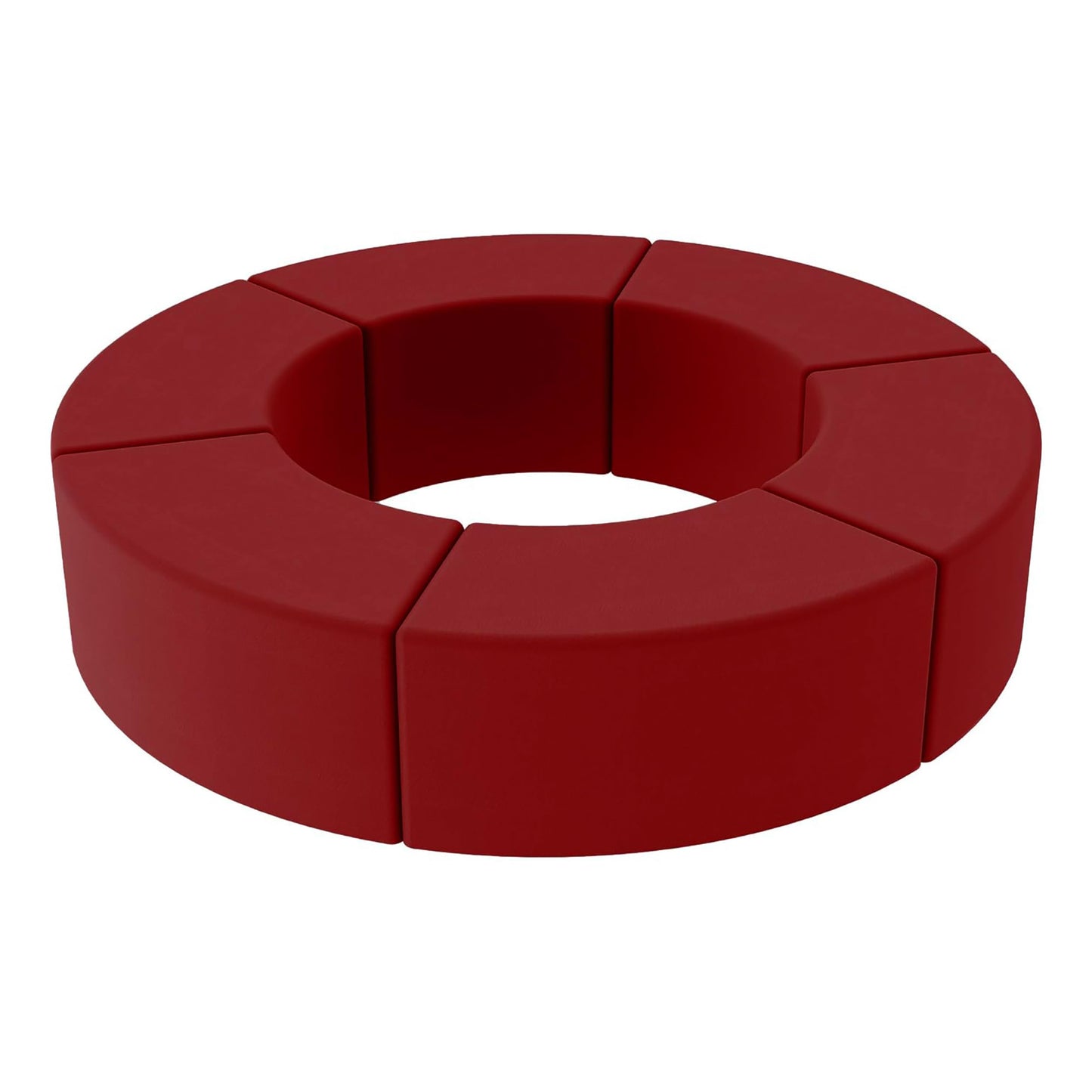 FDP Pro Series Upholstered Configurable S-Curve Accent Ottoman Seating Set (18" H) Collaborative Commercial Furniture for Hotel Lobby, Office, Restaurant, Waiting Room (6-Pack) - Crimson