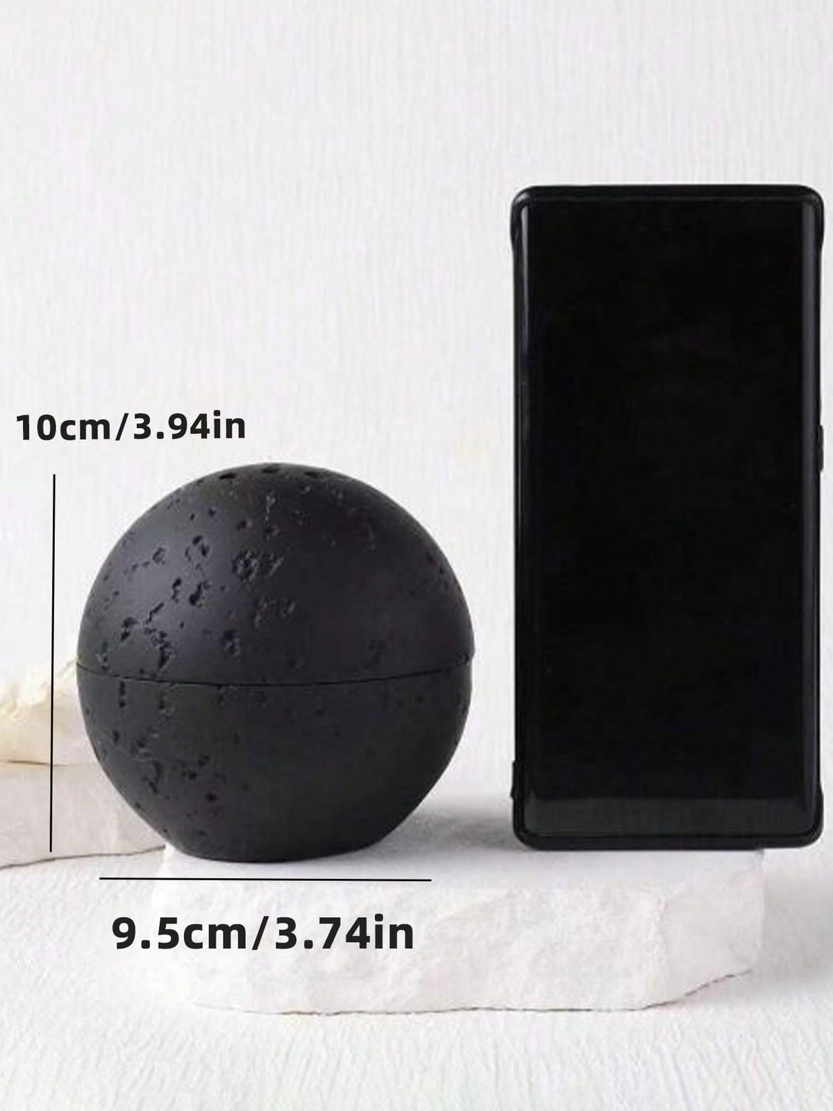 HUZHIBING 9 Holes Handmade Round Incense Resin Burner Holde, Minimalist Sphere Incense Frankincense Burner, Ravertine Incense Cone Holder for Yoga Meditation Spa Reading (Black)