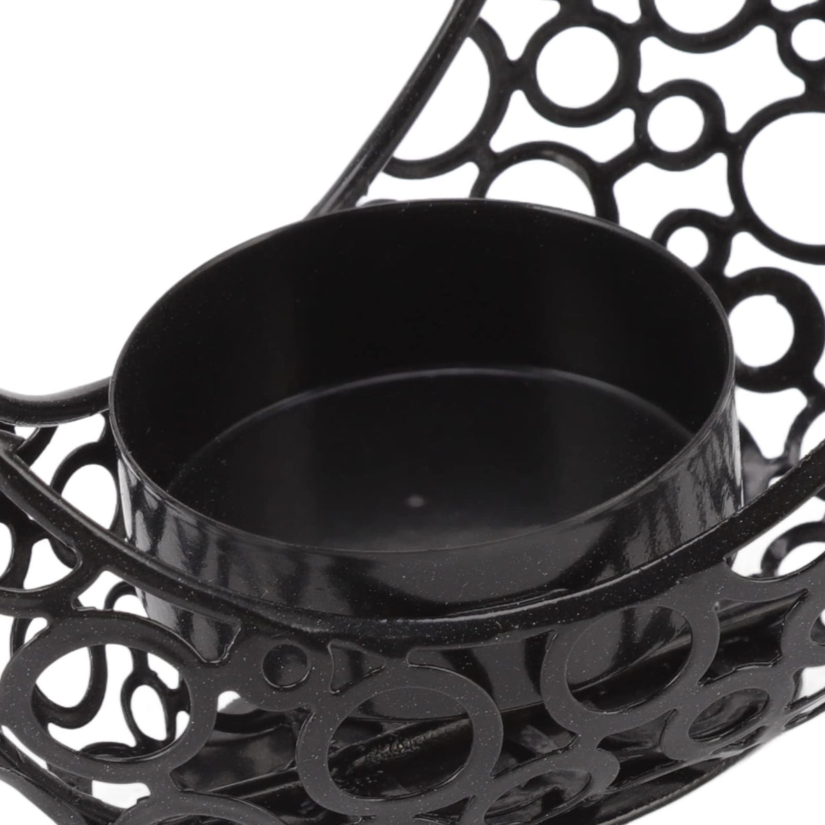 BSTiltion Moon Candlestick Holder Iron Hollowed Candle Holder with Elegant Design for Home Decor Wedding Christmas Decoration (Black)