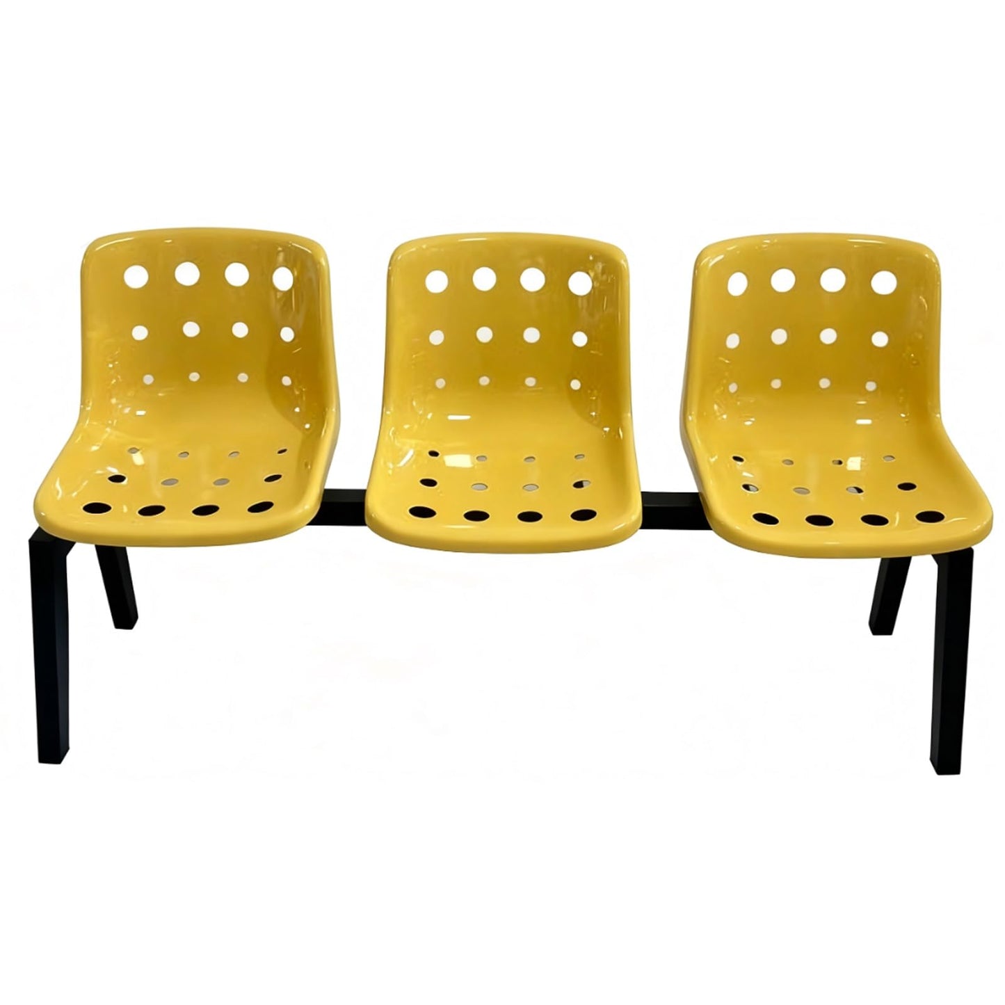 DLYZAYE Yellow Office Guest Chairs, 3-Seat Waiting Area Seating with Breathable Backrest, Stylish Reception Furniture for Salon, Barber Shop, Coffee Shop