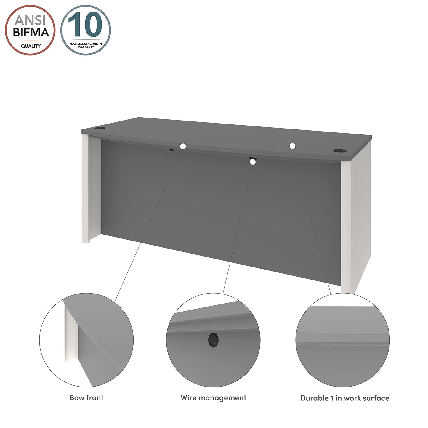 Bestar Connexion 72W Desk Shell in Slate & Sandstone