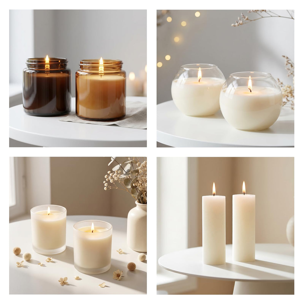 Aubeco 60Pcs Candle Wick, Low Smoke 12 Inch Pre-Waxed Cotton Wick with Tabs, Natural Cotton Core for Candle Making, Soy Candle DIY