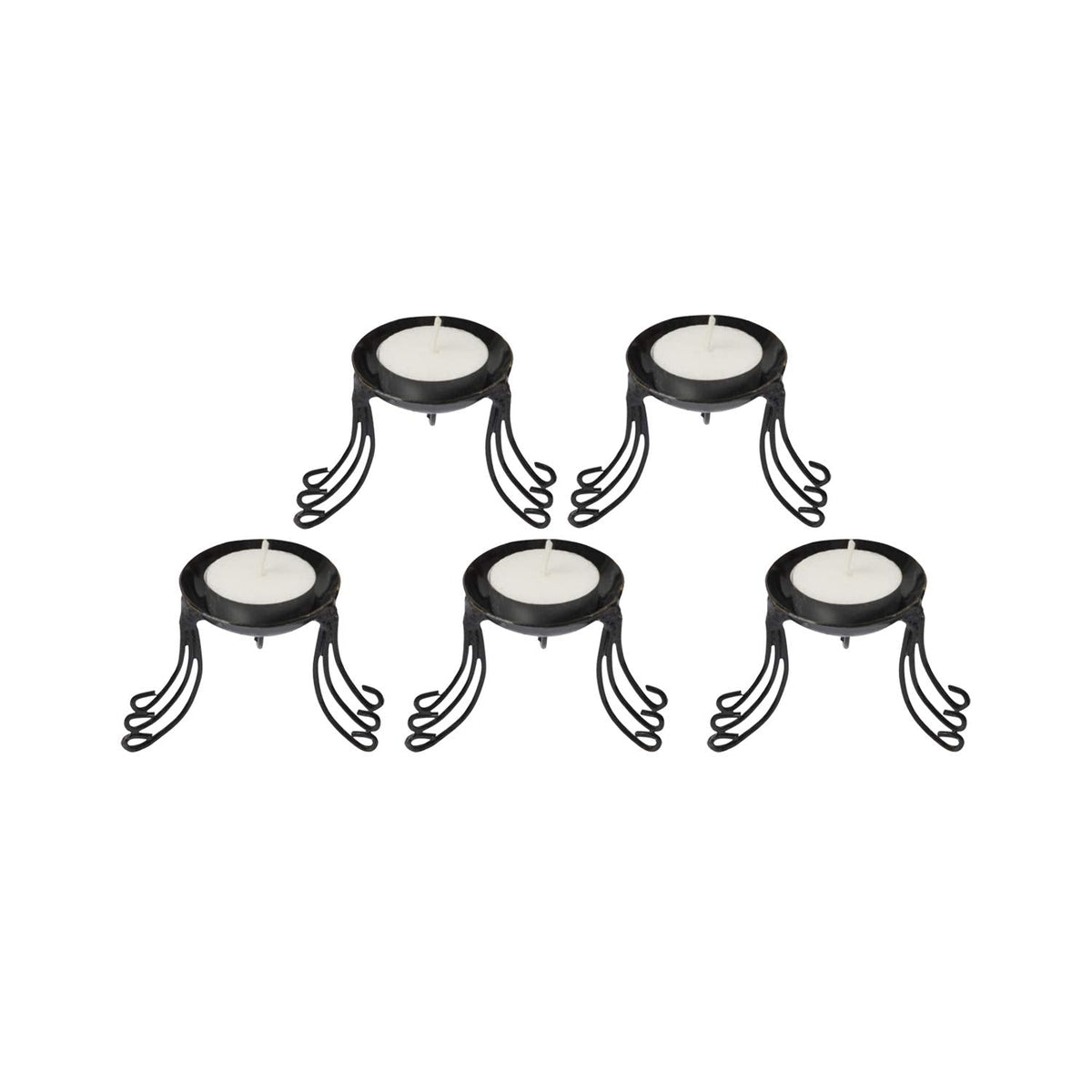 Lalhaveli Candle Holder Bedroom Décor Set of 5 Pcs Tea Light Candle Holder Stand Wrought Iron (2X2X2.5 Inch)