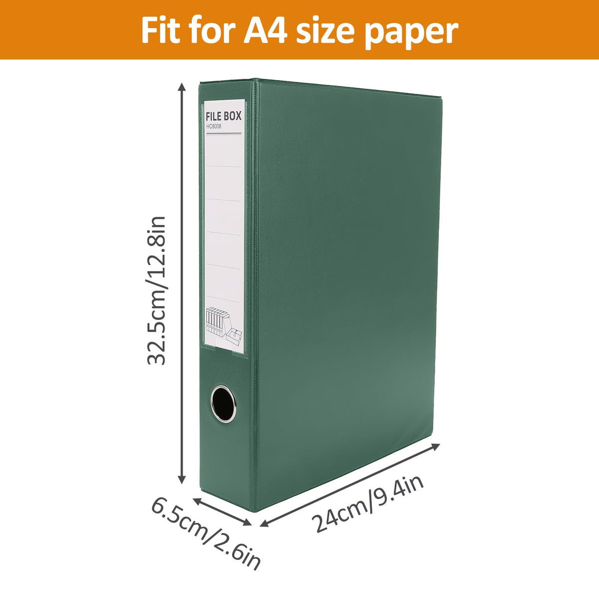 HUA JIE A4 Storage File Boxes Plastic Archives Cases with Clip, PVC File Folder Organizer Document Storage Filing Box for Office,32.5×6.5×24 cm, Green(Pack of 6)
