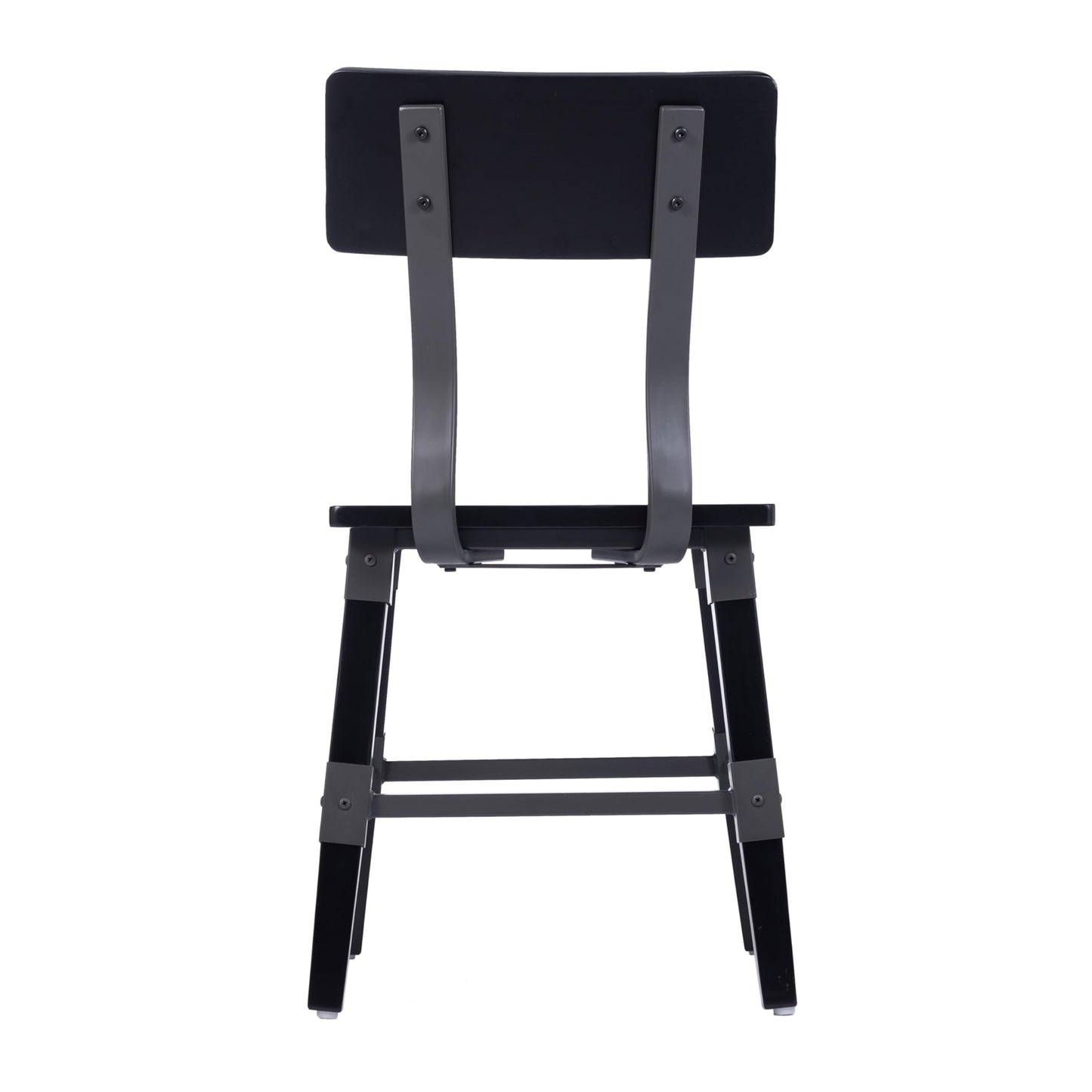 Flash Furniture Jackson Commercial Industrial Wood Dining Chair, Solid Beechwood Frame, Support Bar, Set of 2, Black