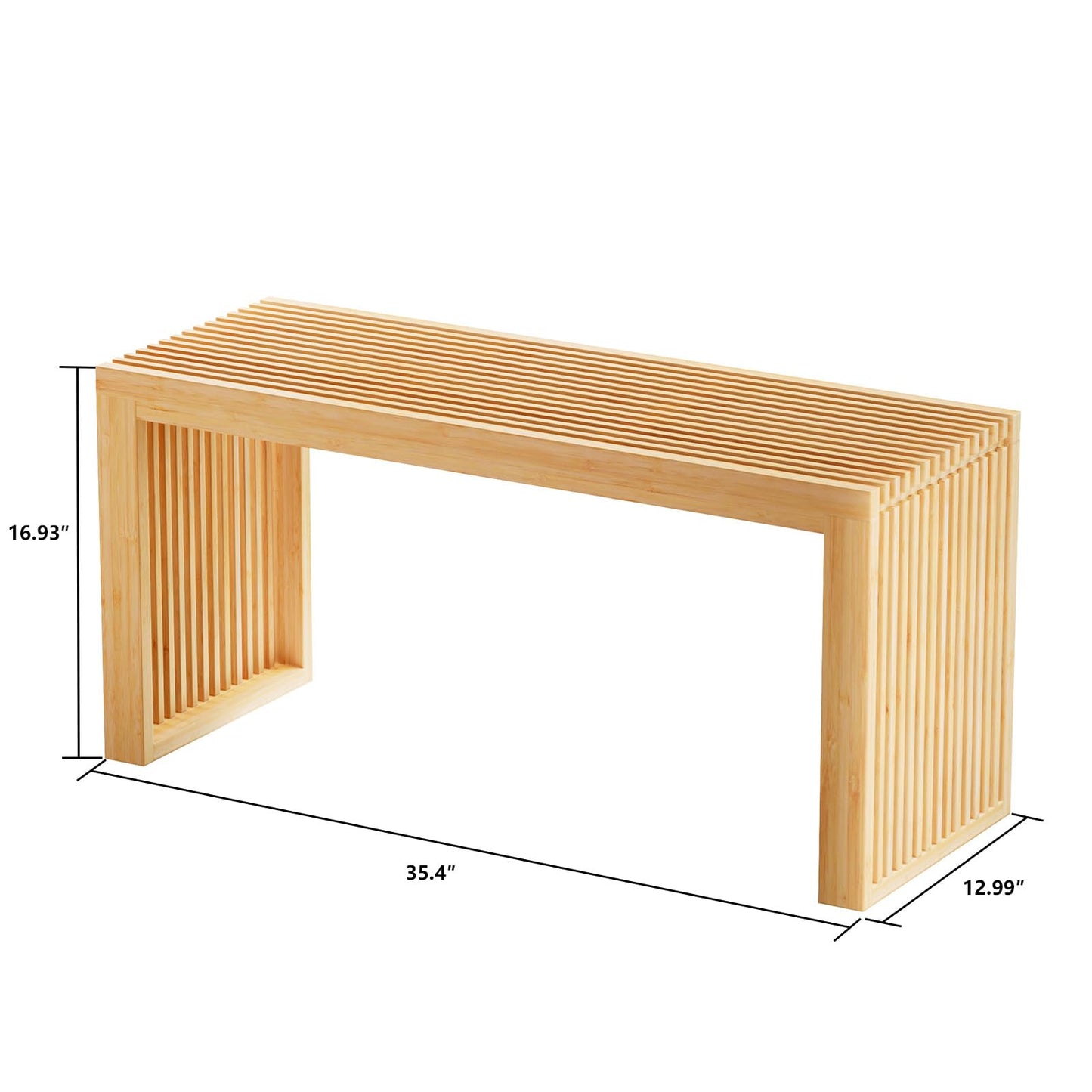 Wisuce Bamboo Dining Bench, 35 inch Entryway Indoor Kitchen Bench, Natural