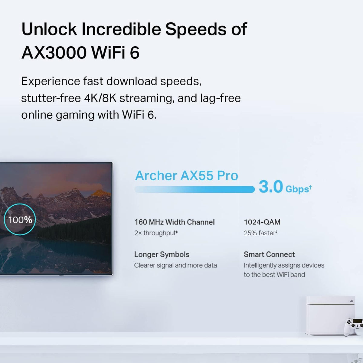 TP-Link AX3000 WiFi 6 Router (Archer AX55 Pro) - Multi Gigabit Wireless Internet, 2 x 2.5 Gbps Ports, Dual Band, VPN Router, OFDMA, MU-MIMO, USB 3.0, WPA3, Compatible with Alexa