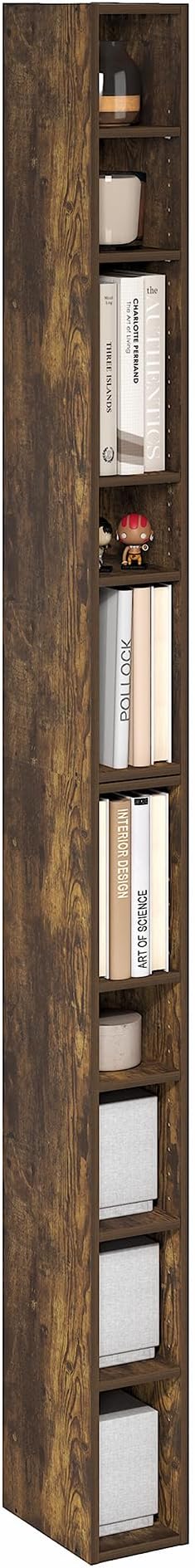 Furinno Fulda Book Shelf, 10-Tier Bookshelf, Space Saving Storage Shelf Bookcase