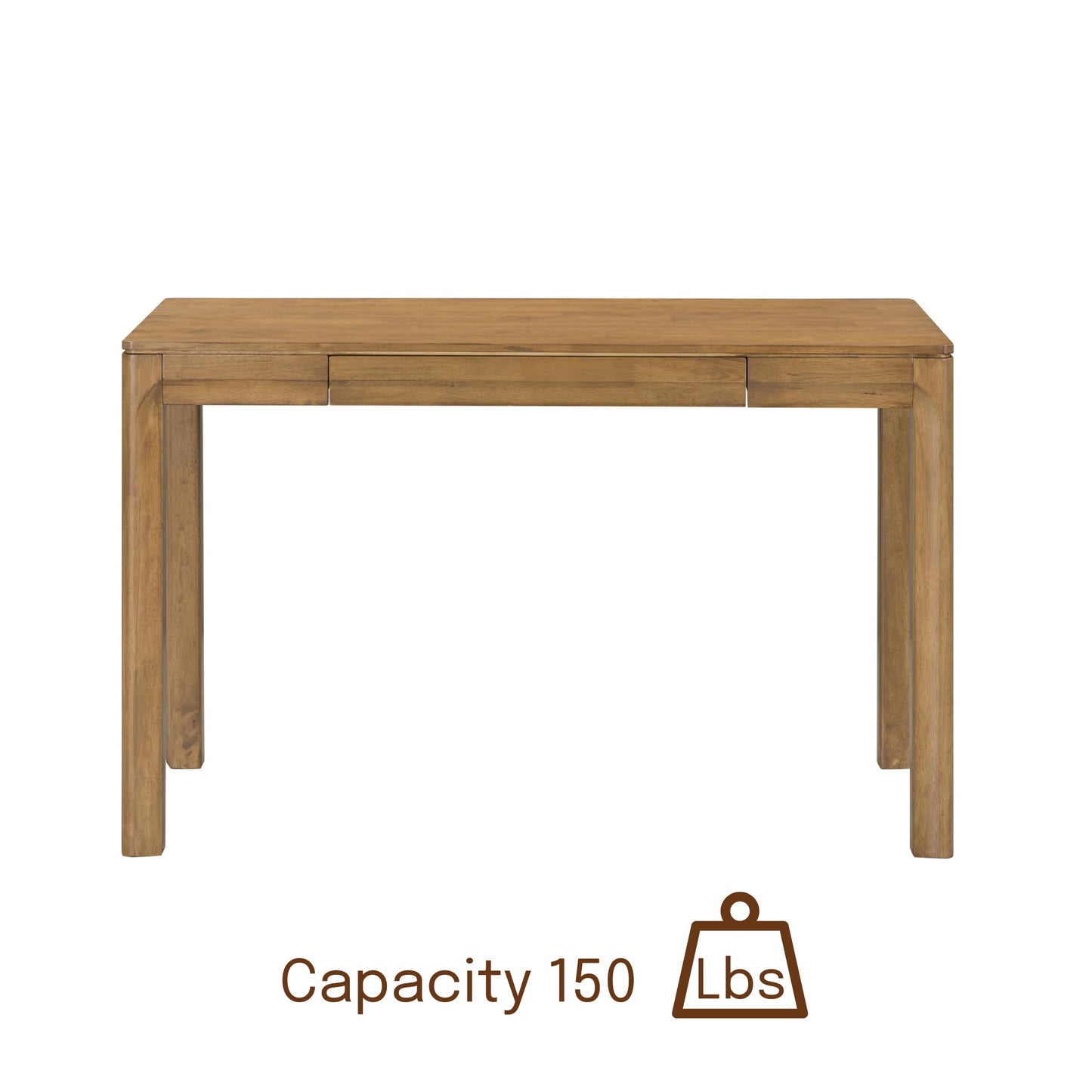 NTC Flow Modern Wooden Rectangle Desk Table with Hidden Drawer – Waterproof & Heat Resistant - Teak Look