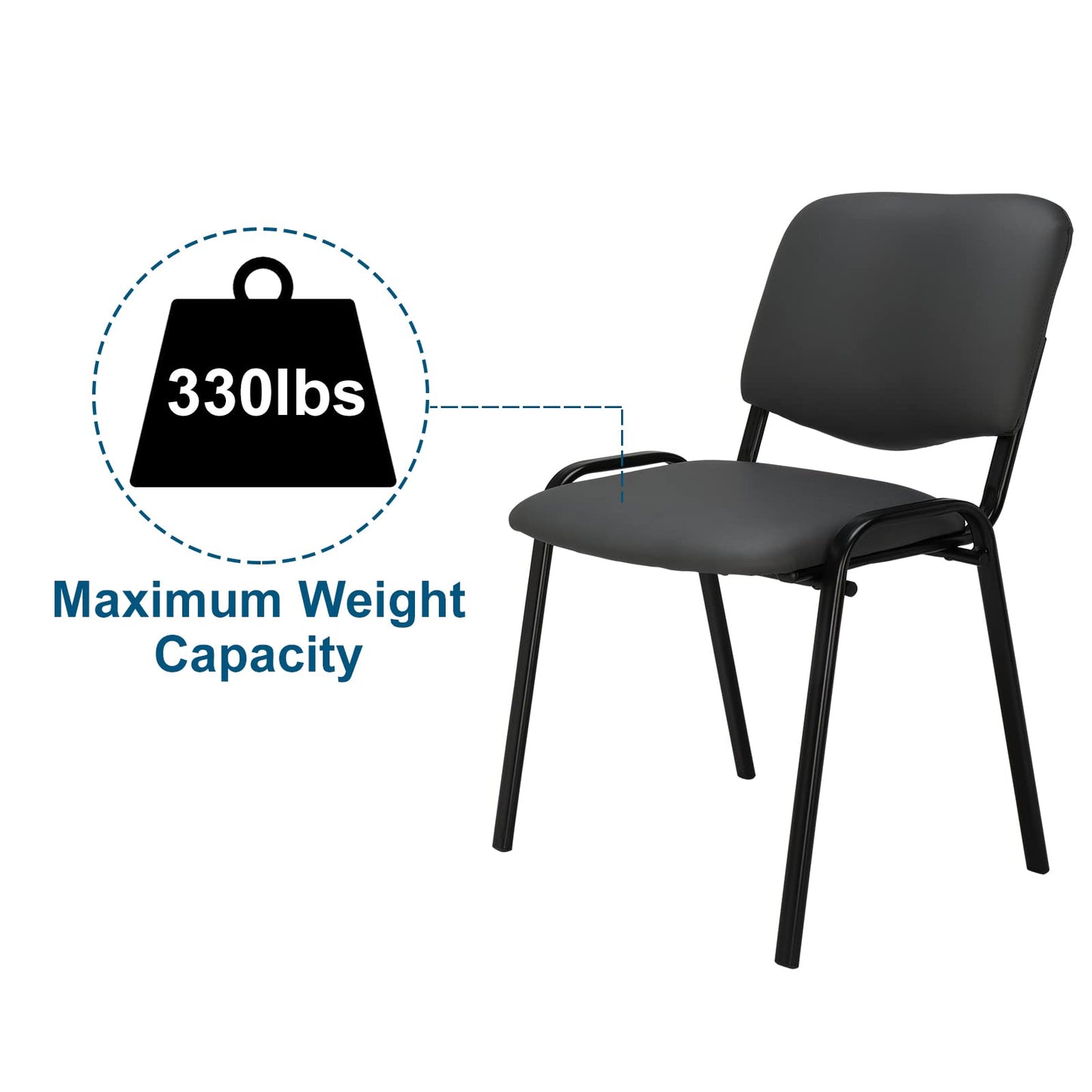 VINGLI Grey Waiting Room Chairs, 5-Pack PU Church Chairs Conference Stackable Office Guest & Reception Stacking for Meeting, Lobby, Simple&Space-Saving Pu-grey