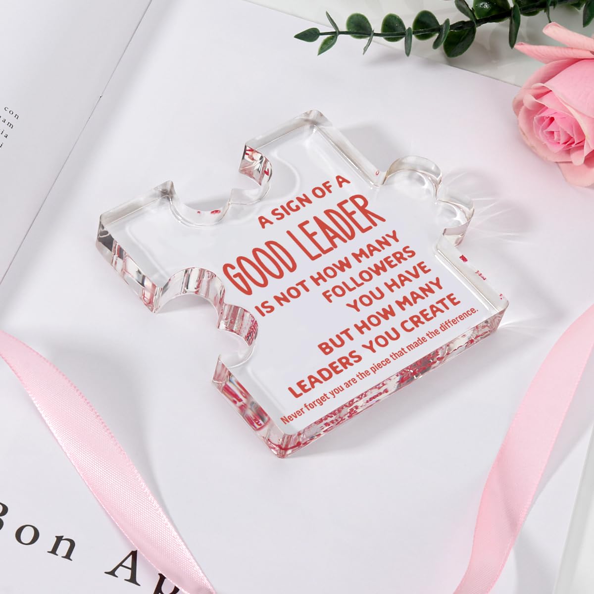 TuSuQing Thank You Gift for Good Leader Boss Supervisor Manager - Retirement Coworker Farewell Promotion Celebration Christmas Birthday - Office Irregular Acrylic Decor Table Signs