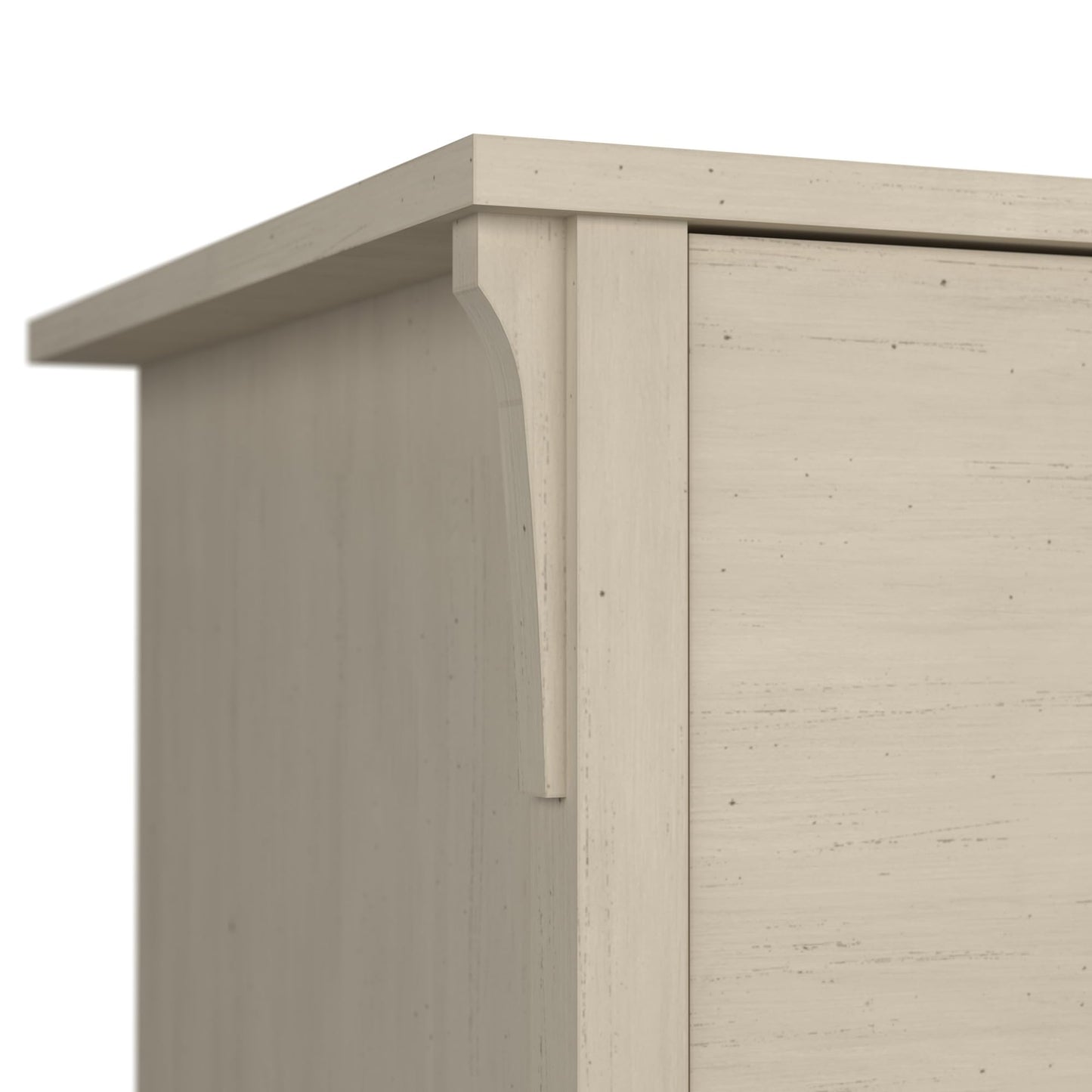 Bush Home L Shaped Desk with Storage for Home Office, Modern Farmhouse Corner Table with Drawers and Cabinets, Salinas Collection, Antique White
