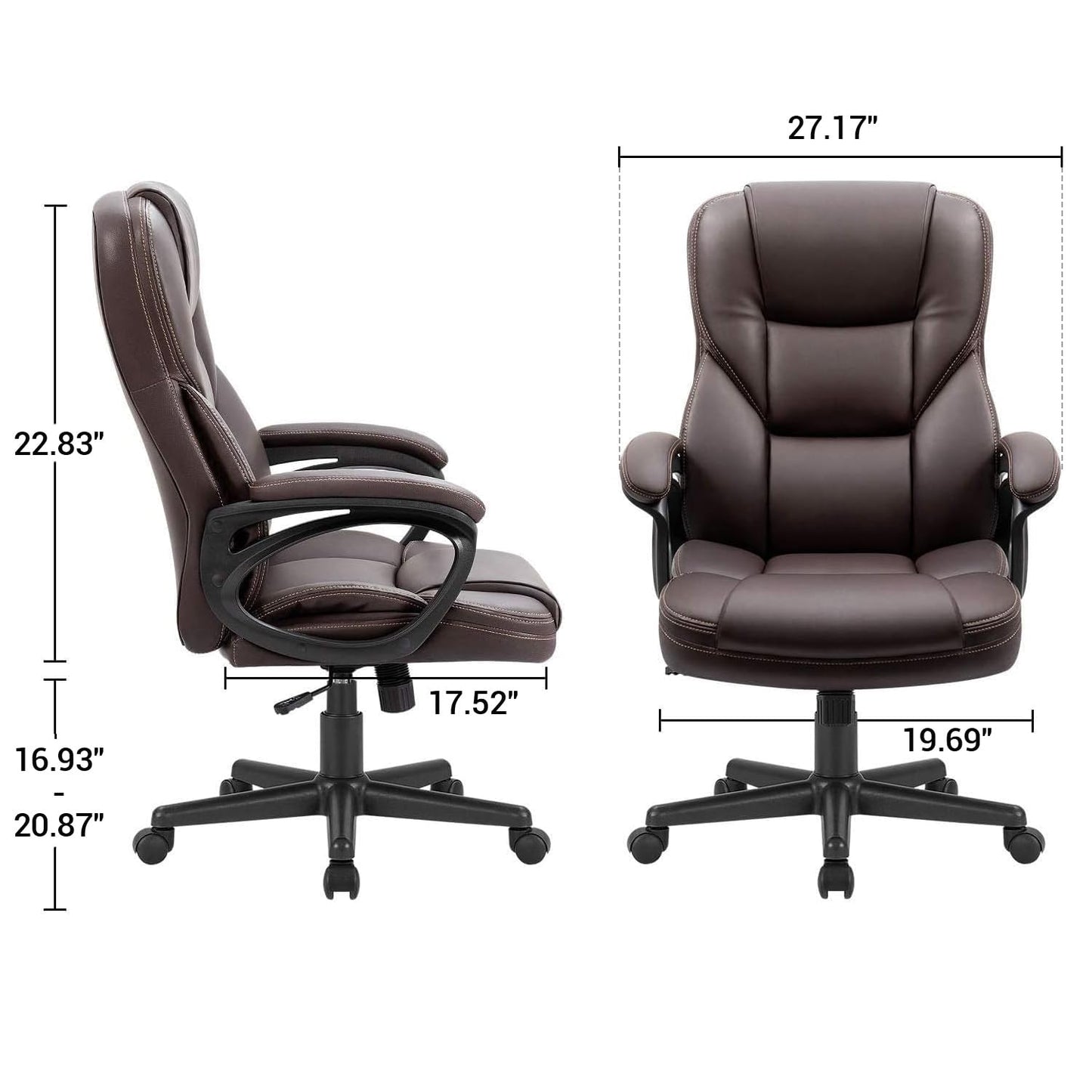 Furmax Office Executive Chair High Back Adjustable Managerial Home Desk Chair, Swivel Computer PU Leather Chair with Lumbar Support (Brown)