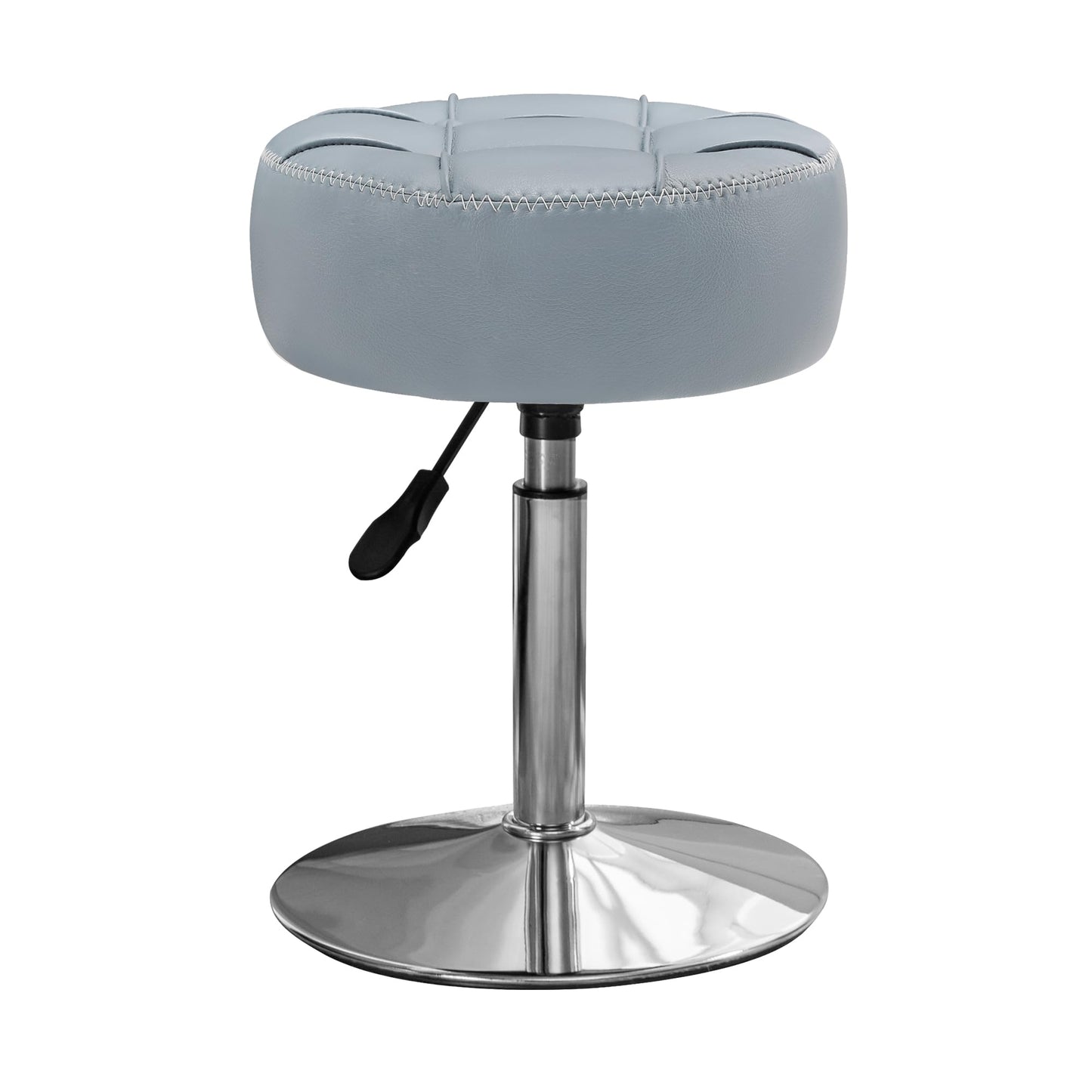 LUE BONA Height Adjustable Vanity Stool 15.8"-20.7", 360° Swivel Grayish Blue Faux Leather Chair, 300lb Capacity for Makeup Room, Bathroom