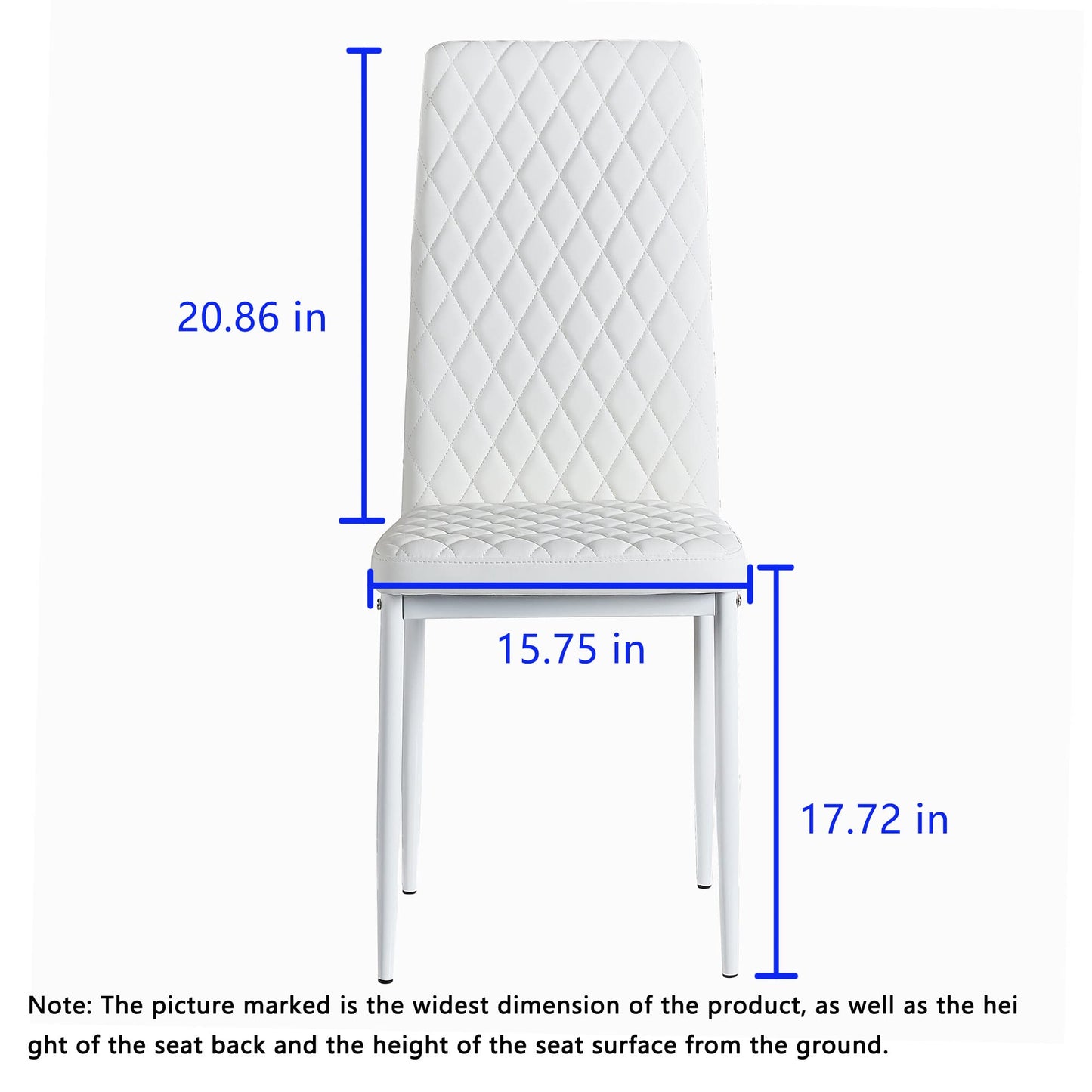 JT Modern Minimalist Dining Chair Fireproof Leather Sprayed Metal Pipe Diamond Grid Pattern Restaurant Home Conference Chair Set of 4 Or 6 (6, White)
