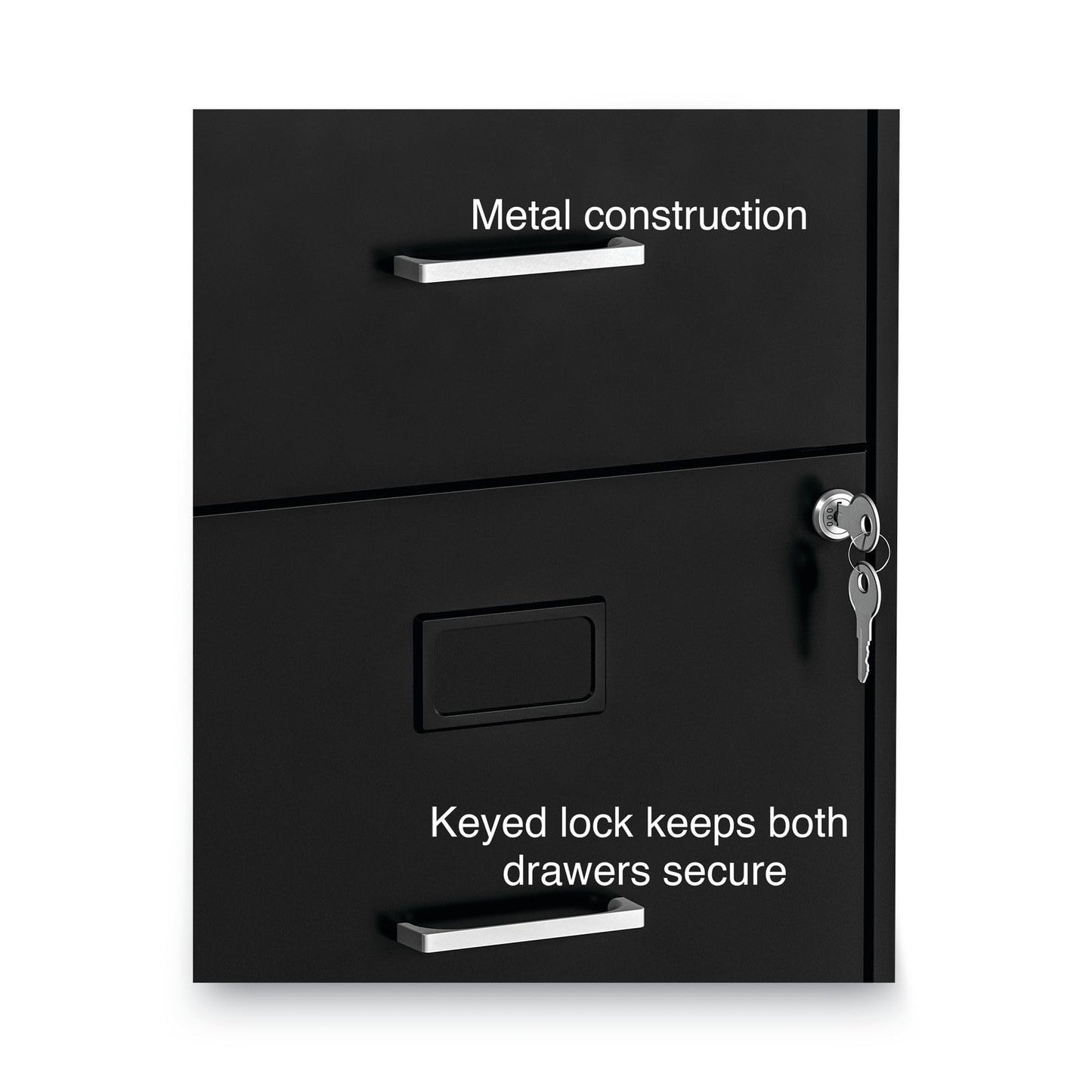 Alera Soho Vertical File Cabinet, 2 Drawers: File/File, Letter, Black, 14" X 18" X 24.1"
