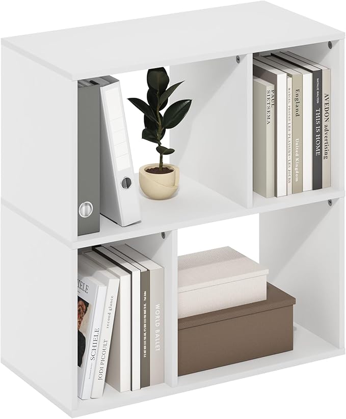 Furinno DALY Book Shelf, 4-Cube Bookshelf, Cube Storage Organizer Bookcase
