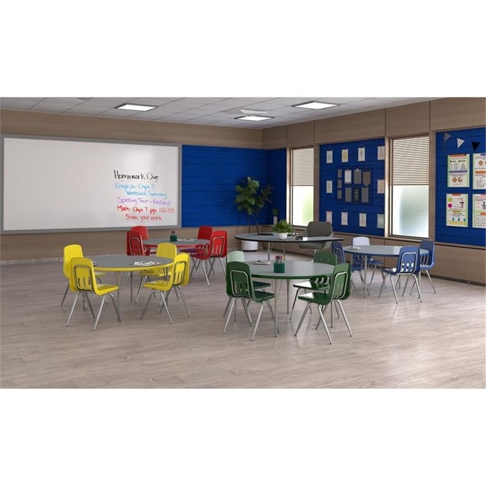 Correll 36" Round, Classroom Dry Erase/Markerboard Top, Activity Table, Adjustable Height, White Durable High Pressure Laminate, School Furniture