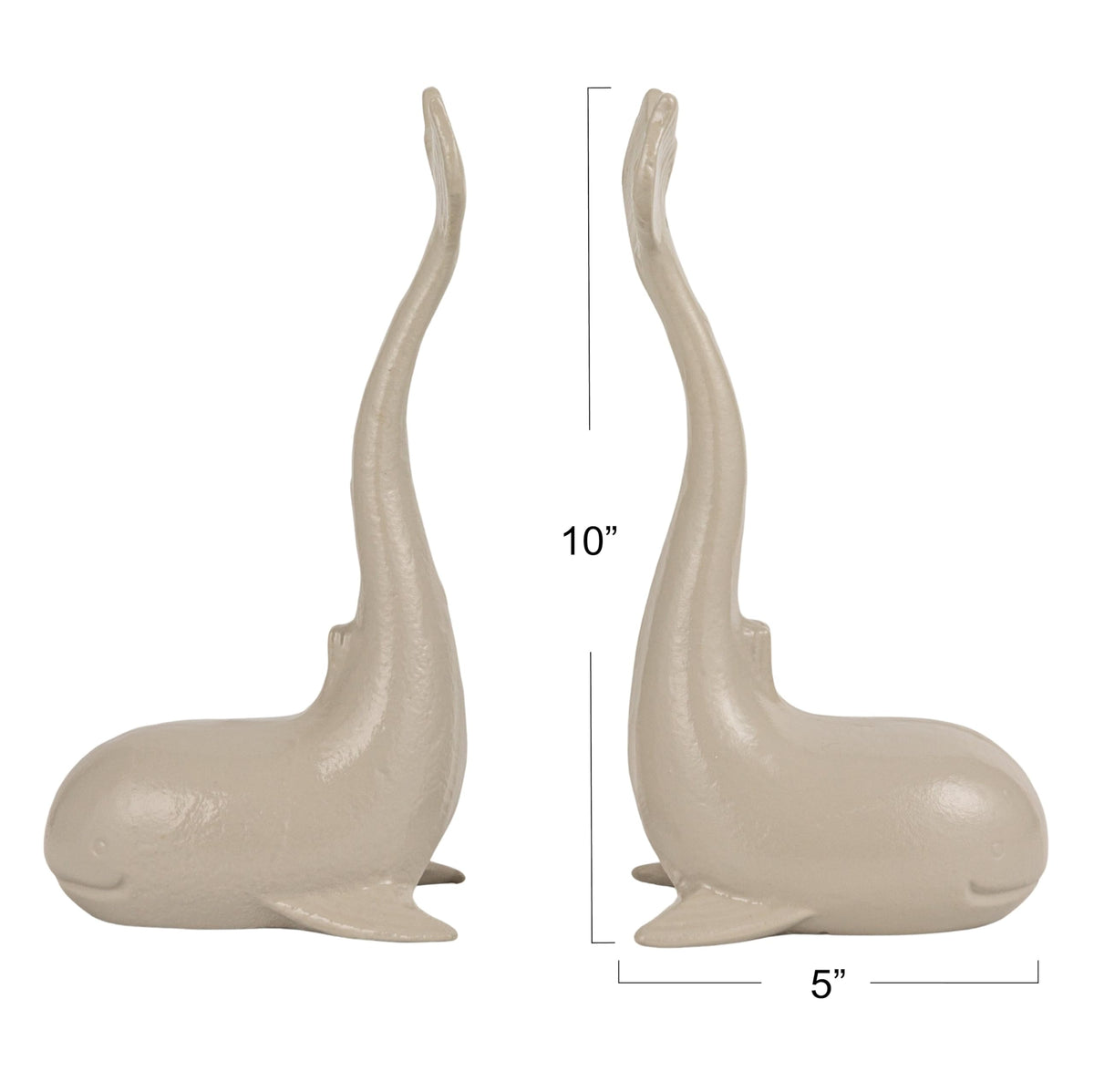 Creative Co-Op Whale-Shaped Cast Iron Bookends in Grey Finish
