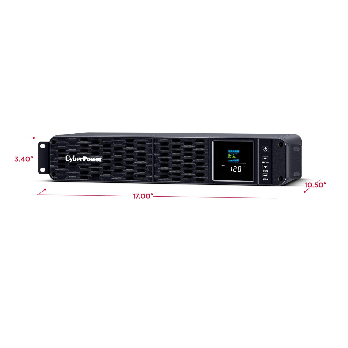 CyberPower CP1500PFCRM2U PFC Sinewave UPS Battery Backup and Surge Protector, 1500VA/1000W, 8 Outlets, AVR, Short Depth 2U Rackmount, UL Certified