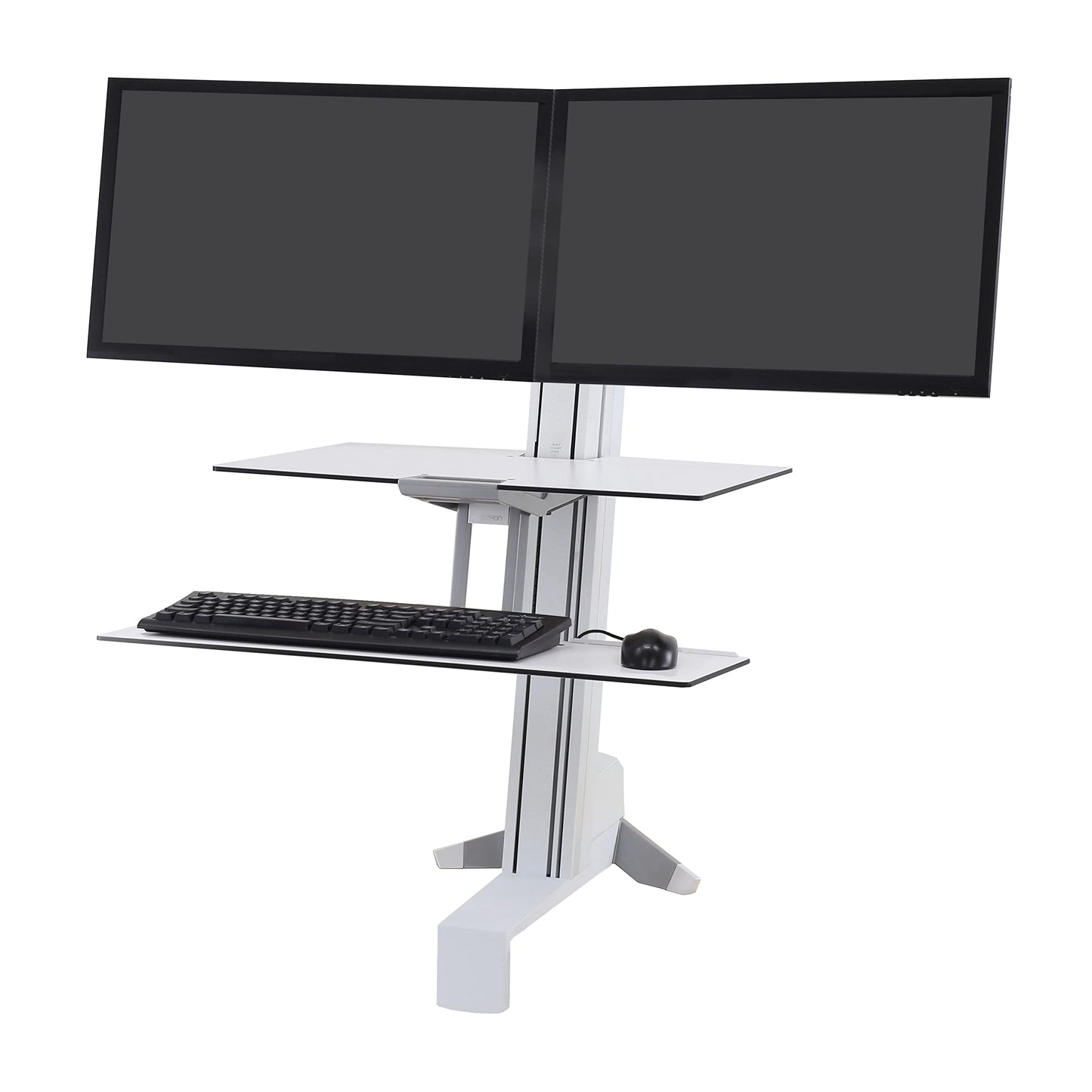 Ergotron – WorkFit-S Dual Monitor Standing Desk Converter, Sit Stand Workstation for Tabletops – with Worksurface, White