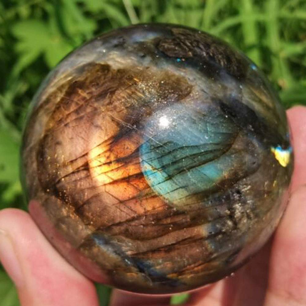 Acxico 1Pcs 60mm Natural Labradorite Quartz Sphere Quartz Crystal Ball Reiki Healing