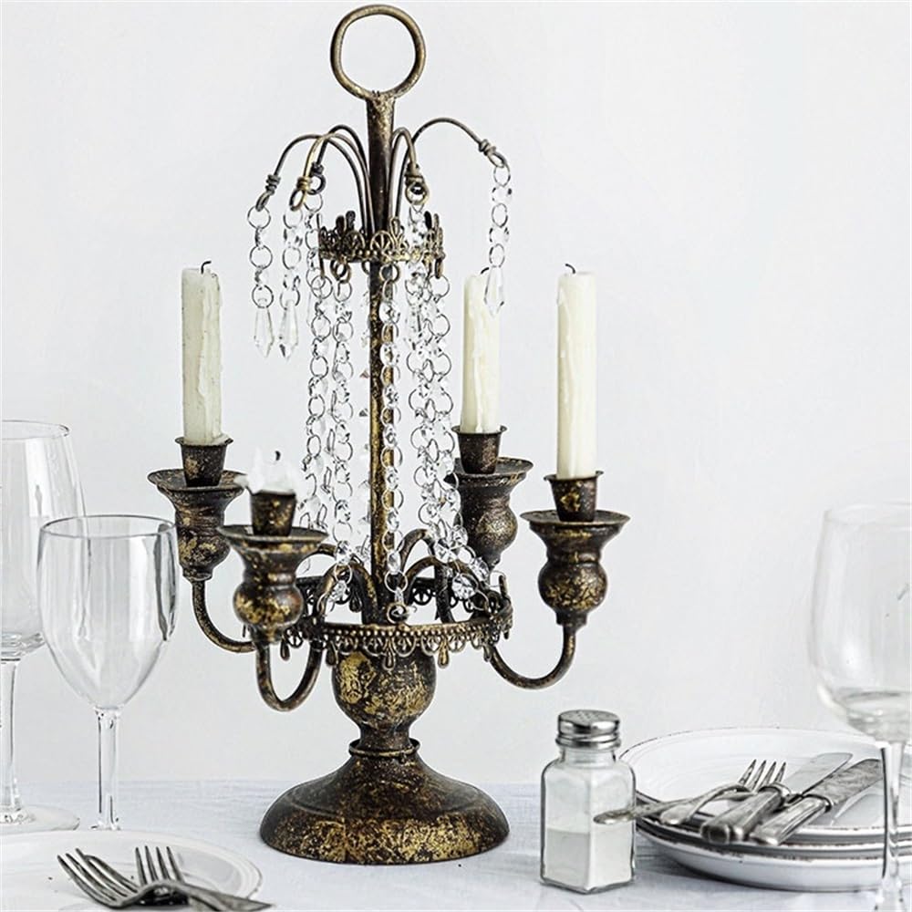 YUHUAWF Candle Holderss Retro Country Four-Head Candlestick Home Romantic Iron Candle Holder Decoration Decorative Candlestick