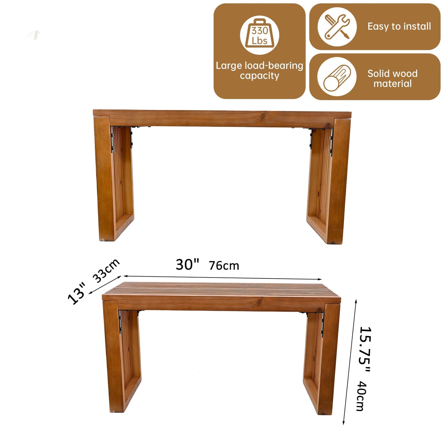 SwallowLiving 30 Inch Solid Wood Bench, Farmhouse Indoor Kitchen Dining Bench with Sturdy Construction, Multi-Purpose Backless Seat for Entryway, Outdoor Patio, Foot of Bed