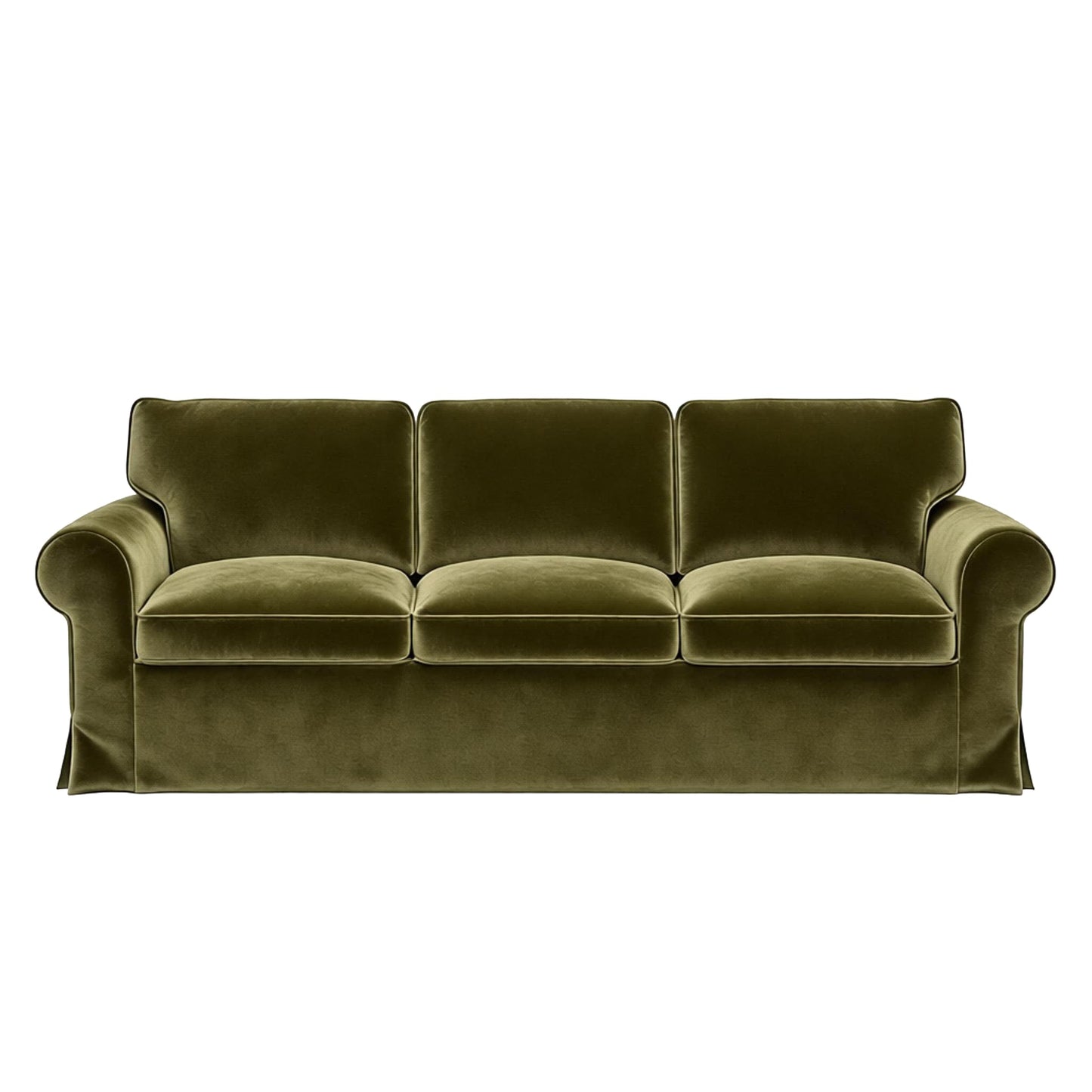 Velvet Pet-Friendly Replacement Sofa Cover Compatible for IKEA Ektorp 3 Seat Sofa Slipcovers, Couch Cover Only, 7-Piece Slipcover, Green, Couch Cover Not Include The Sofa Body