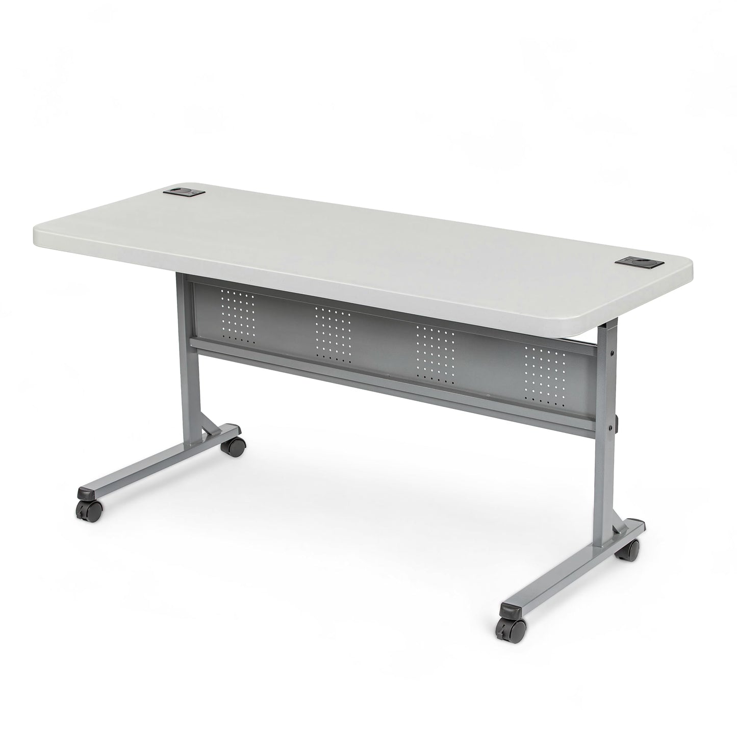 OEF Furnishings OEFBPFT2460 Commercial-Grade Premium Industrial Nesting Flip-Top Blow-Molded Training Table with Steel Frame and a 1.75" Thick Surface (24" × 60", Speckled Grey Top)
