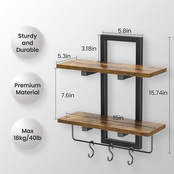 Creso hom Floating Shelves for Wall Set of 2, Wood Wall Shelf