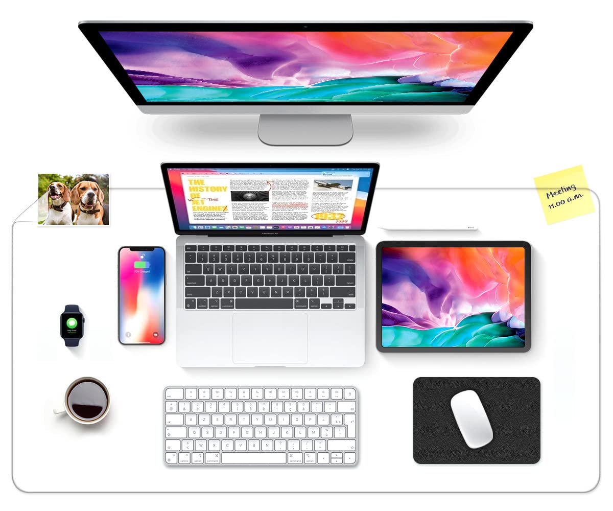 JanJunDec Clear Desk Pad Blotter on Top of Desks, 18x36 Inch Plastic Desk Cover Protector, Rectangular Vinyl Desk Pad, PVC Plastic Table Cover for Office Dresser Night Stand Computer Writing Desktop