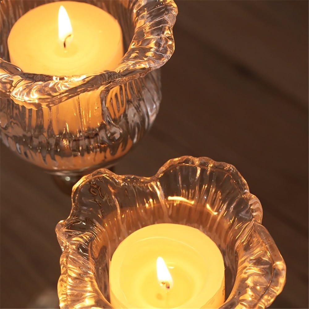 YUHUAWF Candle Holderss European Crystal Glass Tall Candle Holder Candlelight Dinner Table Decoration Home Furnishings Decorative Candlestick(Large)
