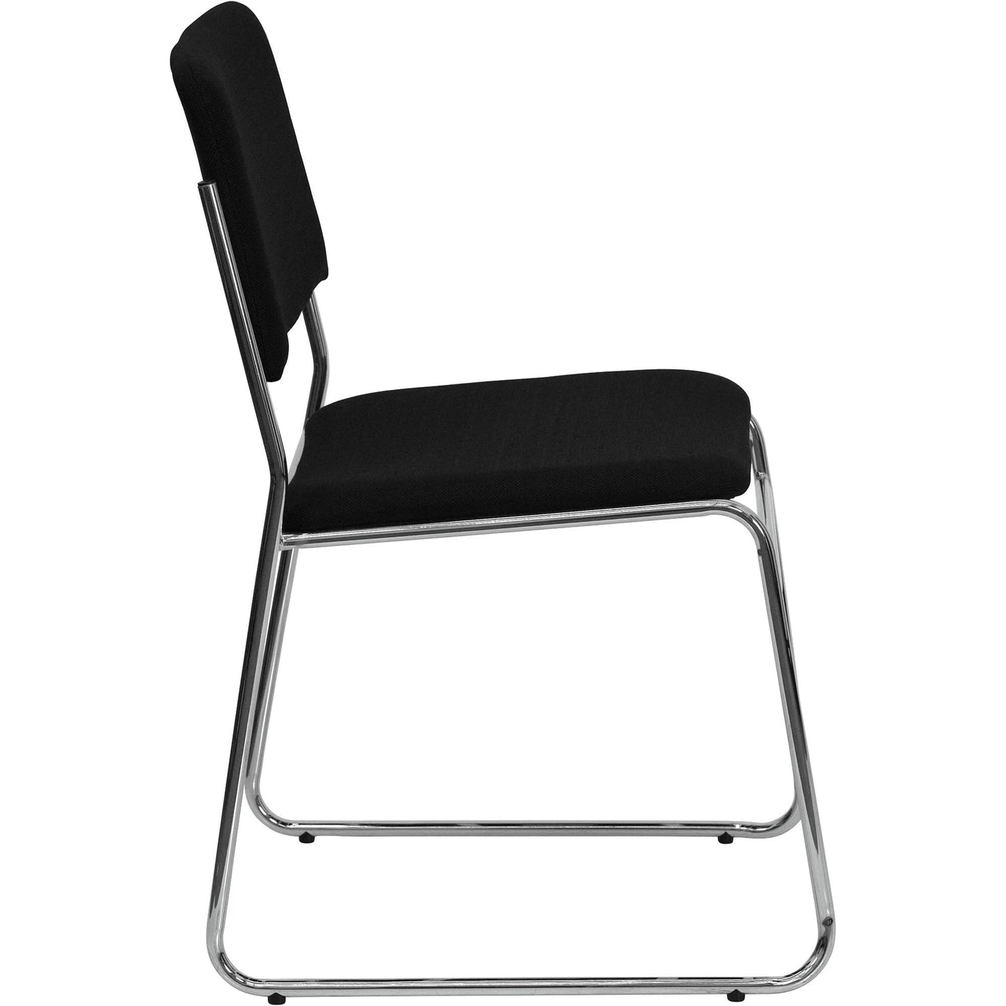 Flash Furniture HERCULES Series 500 lb. Capacity Black Fabric High Density Stacking Chair with Chrome Sled Base