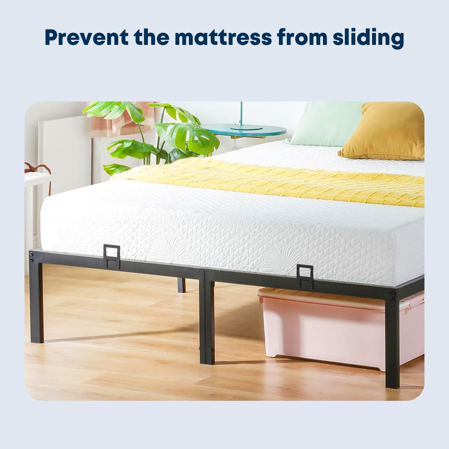 SUYAUU Non Slip Mattress Gaskets, Mattress Holder in Place Gripper for Metal Bed Frame, Keep Mattress from Sliding Gripper, Adjustable, 6 PCS, Black