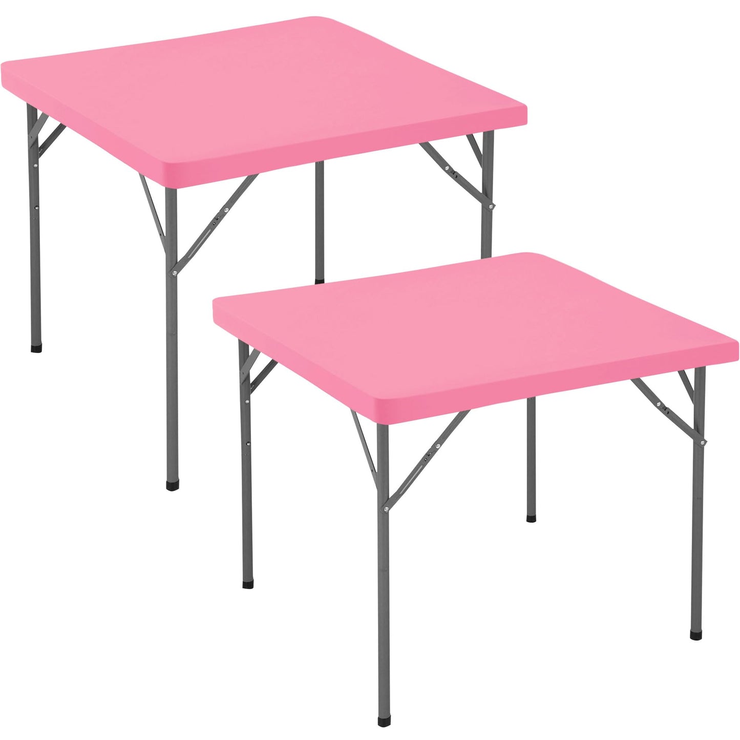 Enjoyidea Square Fitted Tablecloth 34x34 Inch-2 Pack Pink Elastic Spandex Table Cover-Small Stretch Card Folding Table Cloths Topper Cap for Kitchen Dining Picnic Patio Outdoor Party Tables