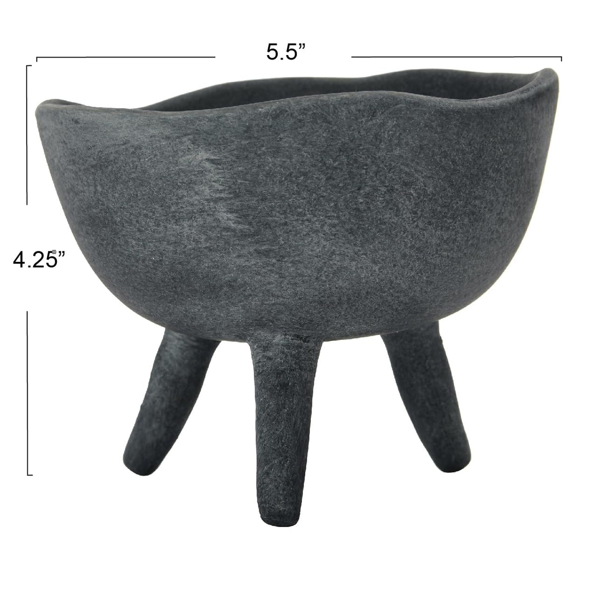 Creative Co-Op Boho Terracotta Footed Bowl, Slate Grey