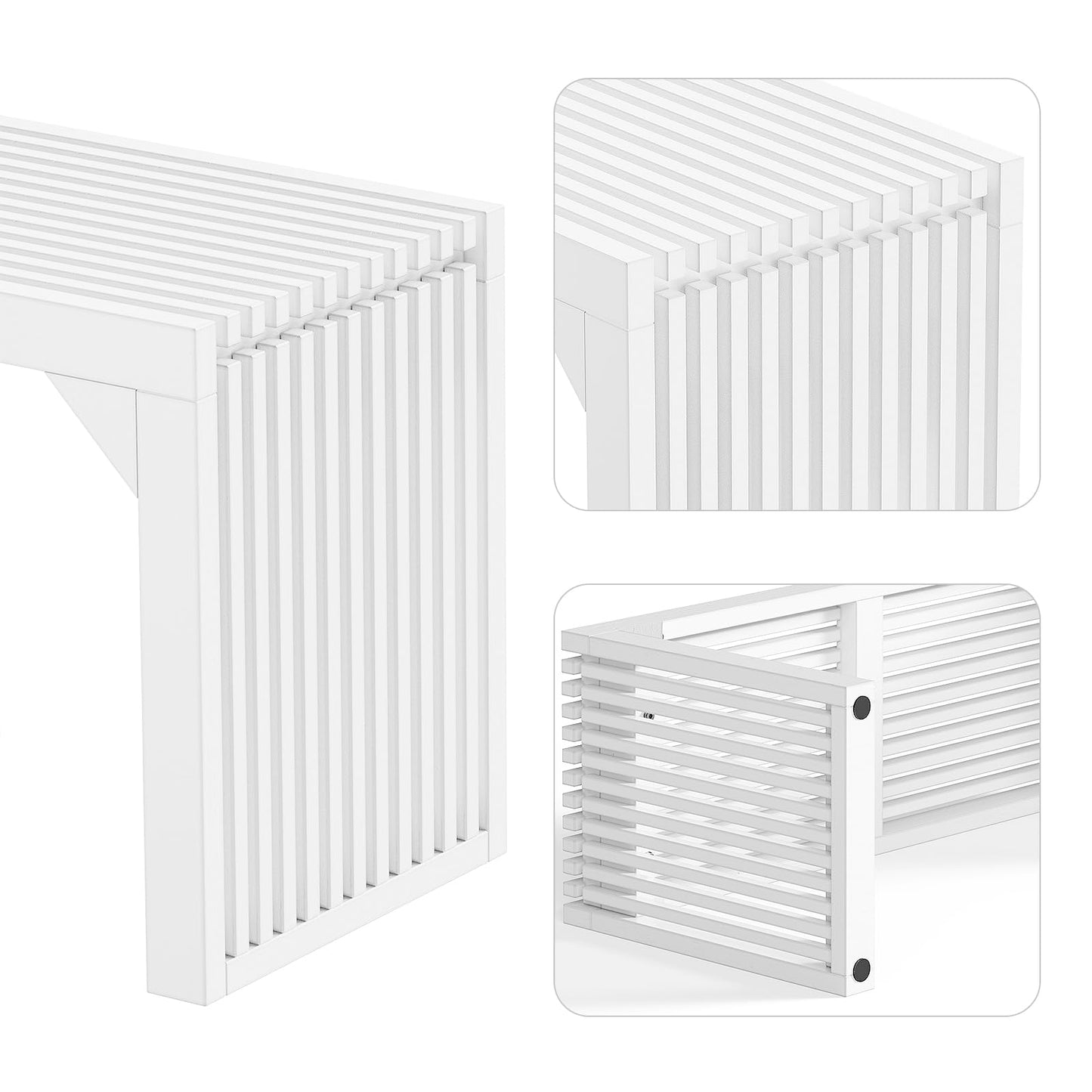 MODCART 35" Solid Wood Bench, White Entryway Bench with Storage, Modern Shoe Bench, Narrow Bench for Entryway, Living Room, Kitchen