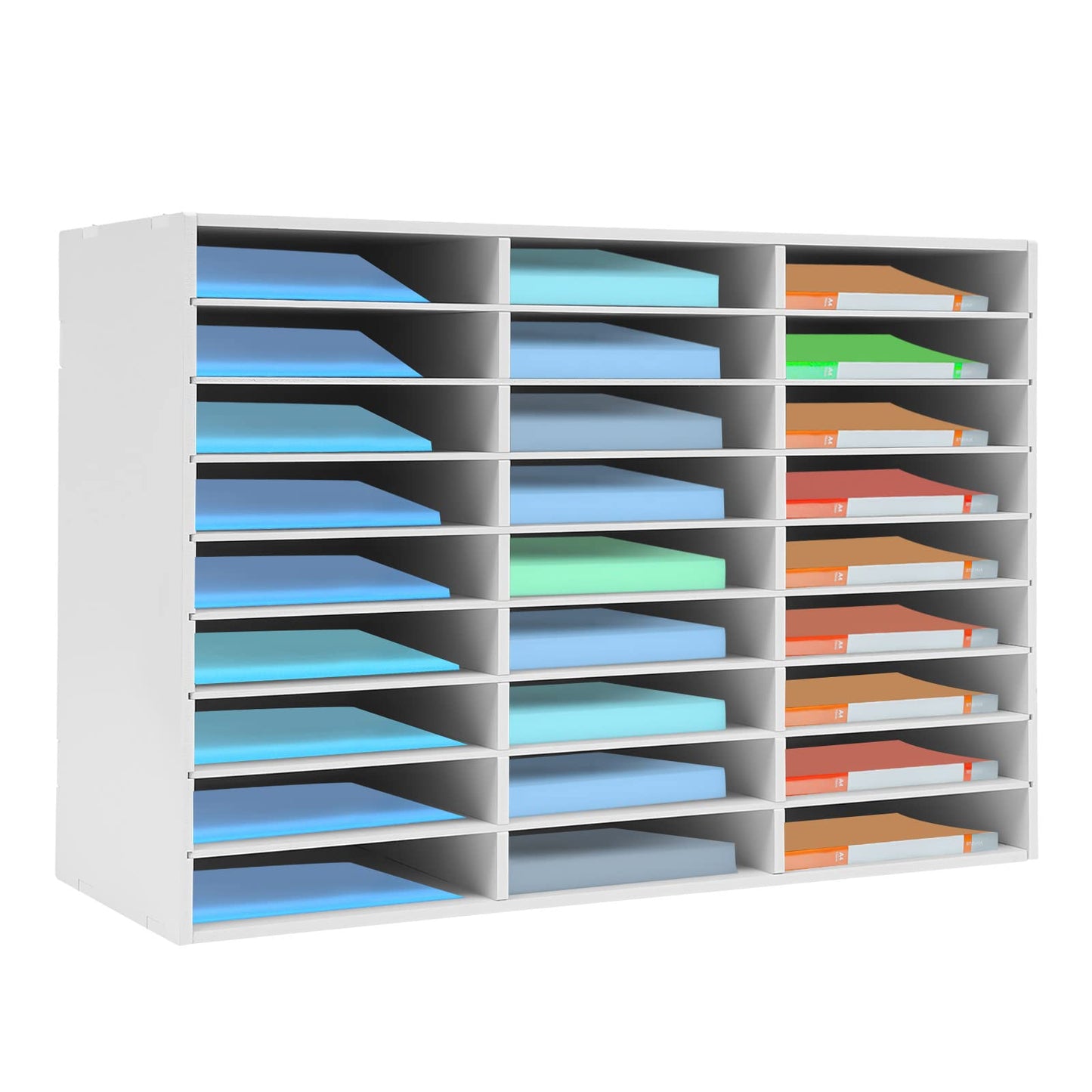 TuBaSaki Literature Organizer 27 Slots Compartments Desktop File Sorter Mail Center Paper Storage Cabinet Home & Office Mailbox School Classroom Keepers