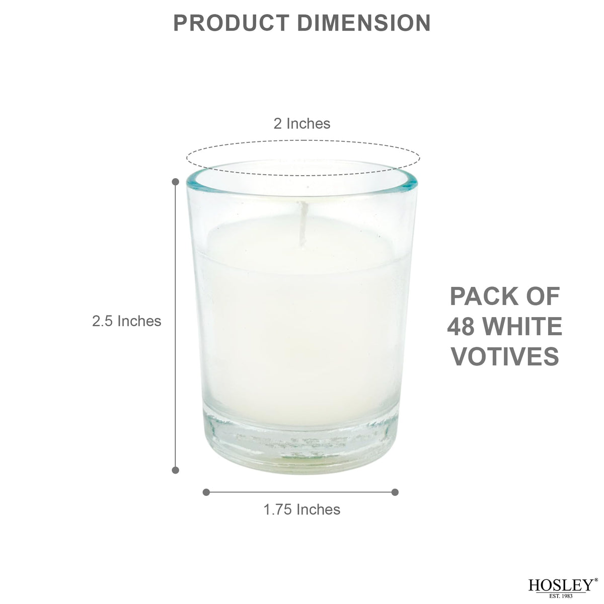 Hosley 48 Pack White Unscented Votive Candles, Clear Glass, Hand-Poured Wax, Bulk Wedding & Party Candles for Gifts, Tables, Aromatherapy & Holidays Party Weddings Birthdays (White)