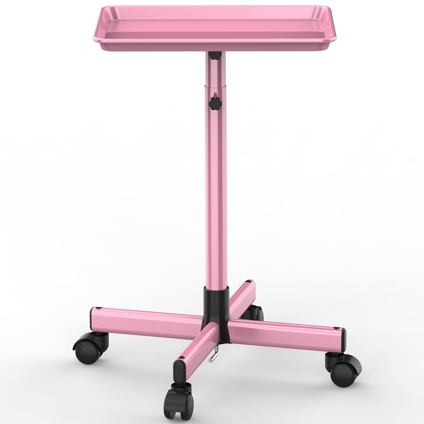 TASALON Premium Salon Tray on Wheels, Aluminum Salon Rolling Tray Trolley for Salon Essentials, Adjustable Height Provides Ample Storage for Hairstylist, Tattoo and Clinic Use - Pink